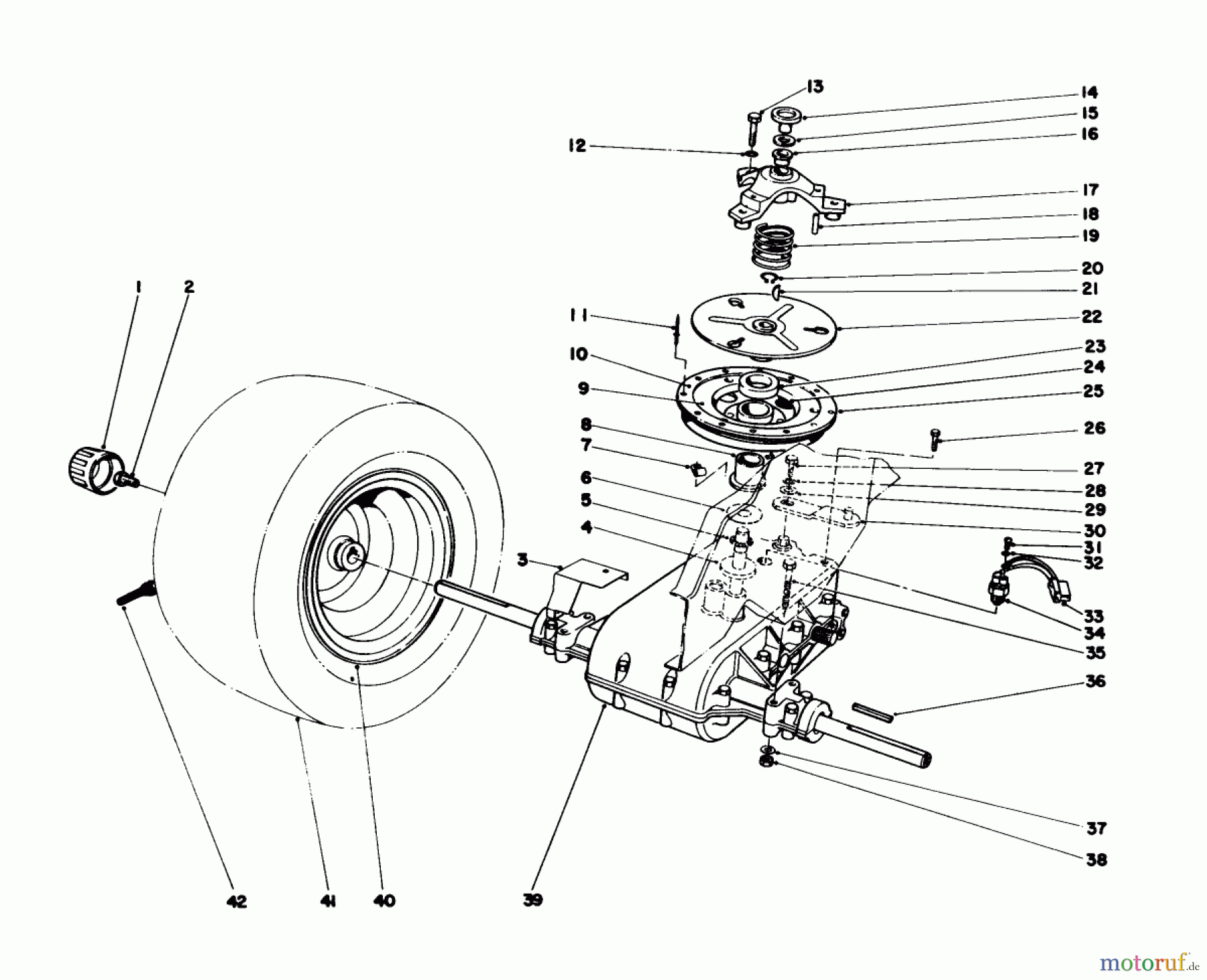 Toro Neu Mowers, Lawn & Garden Tractor Seite 1 57360 (11-32) - Toro 11-32 Lawn Tractor, 1987 (7000001-7999999) TRANSAXLE & CLUTCH ASSEMBLY