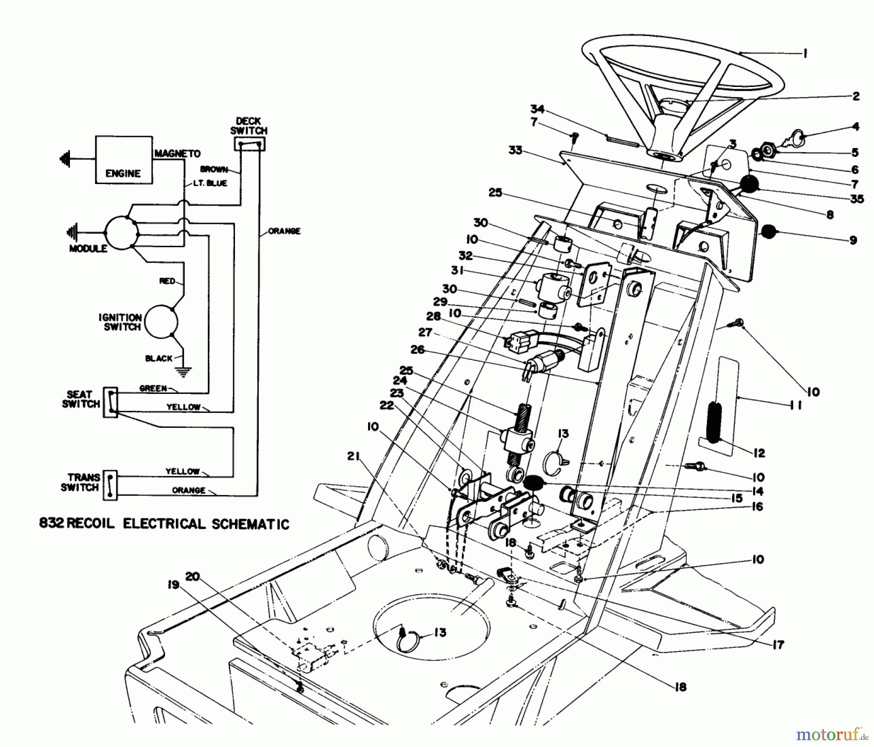Toro Neu Mowers, Lawn & Garden Tractor Seite 1 57375 - Toro 8 hp Front Engine Rider, 1979 (9000001-9999999) STEERING WHEEL & DASH ASSEMBLY