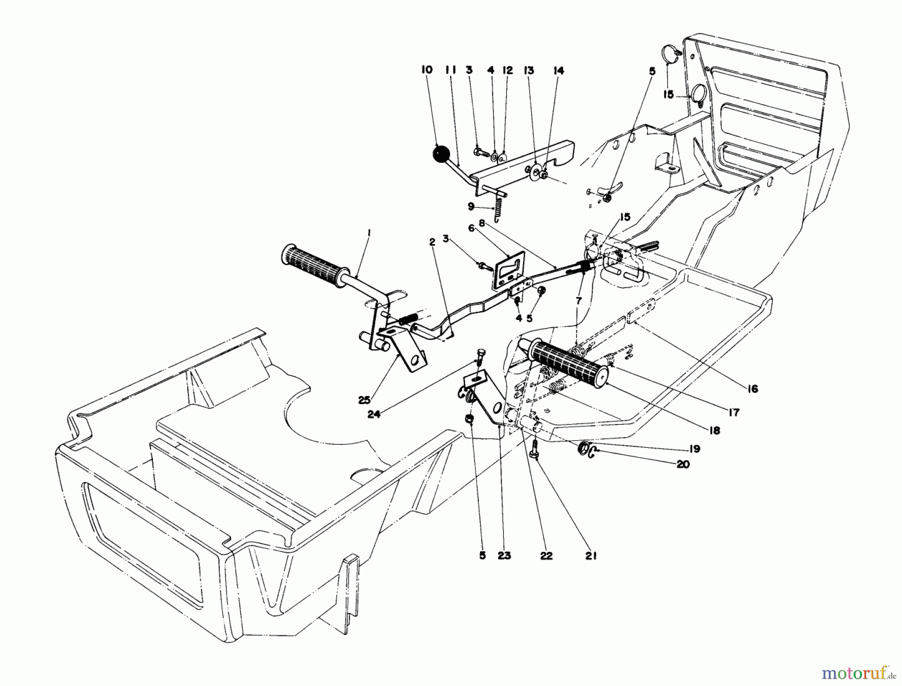 Toro Neu Mowers, Lawn & Garden Tractor Seite 1 57375 - Toro 8 hp Front Engine Rider, 1980 (0000001-0999999) BRAKE & CLUTCH PEDAL ASSEMBLY