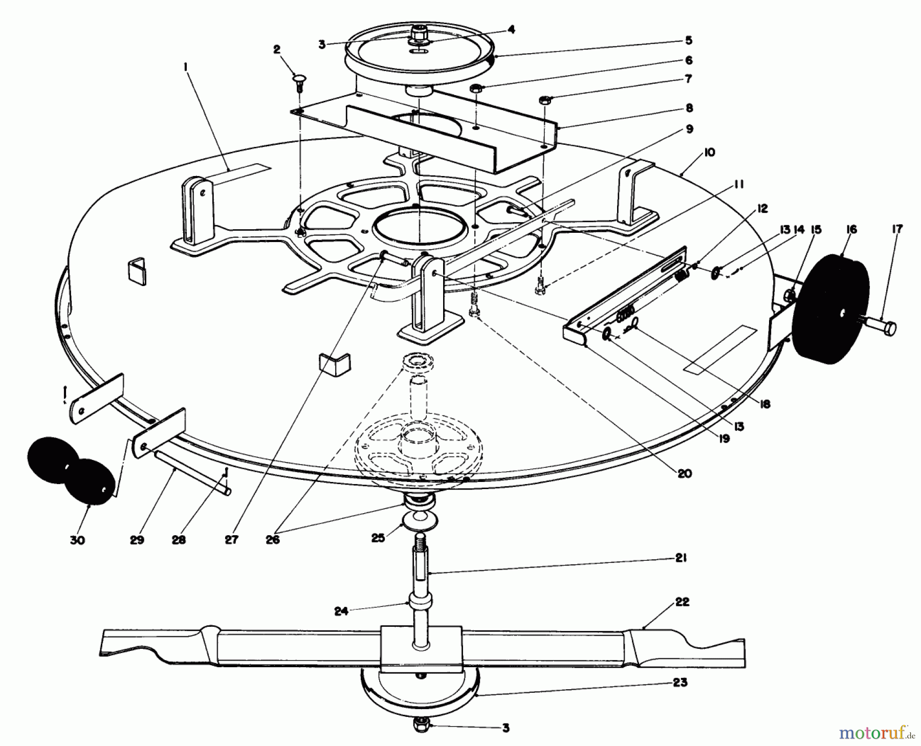 Toro Neu Mowers, Lawn & Garden Tractor Seite 1 57385 - Toro 11 hp Front Engine Rider, 1980 (0000001-0999999) MULCHER DECK
