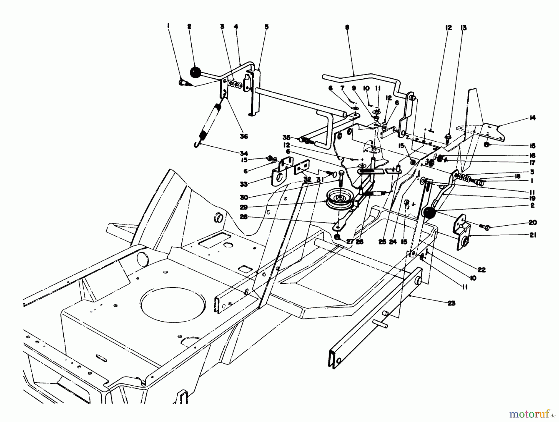 Toro Neu Mowers, Lawn & Garden Tractor Seite 1 57410 - Toro 12 hp Electric Start Lawn Tractor, 1988 (8000001-8999999) SHIFT & CLUTCH ASSEMBLY