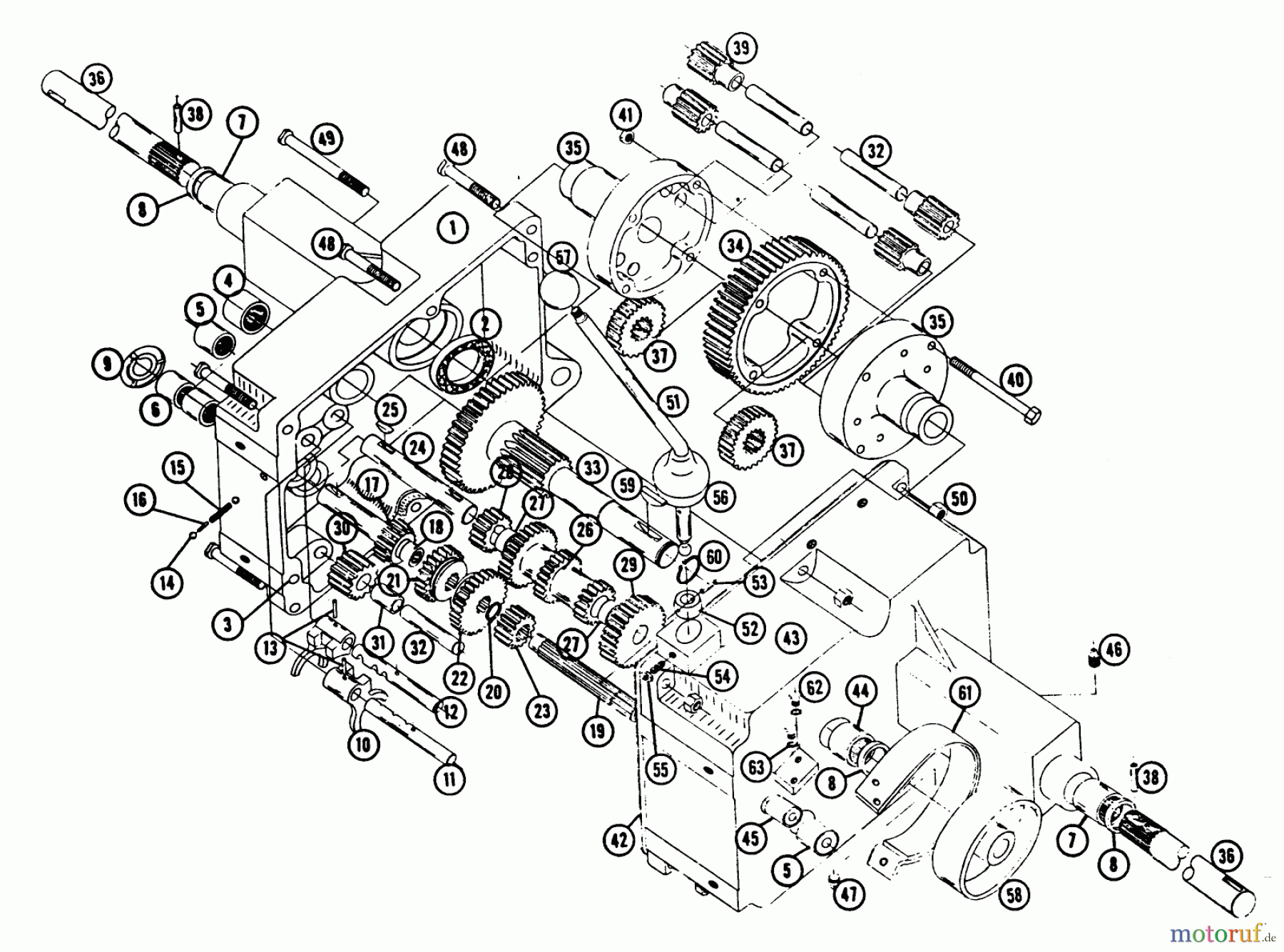 Toro Neu Mowers, Lawn & Garden Tractor Seite 1 654 - Toro 654 Tractor, 1964 TRANSMISSION PARTS LIST