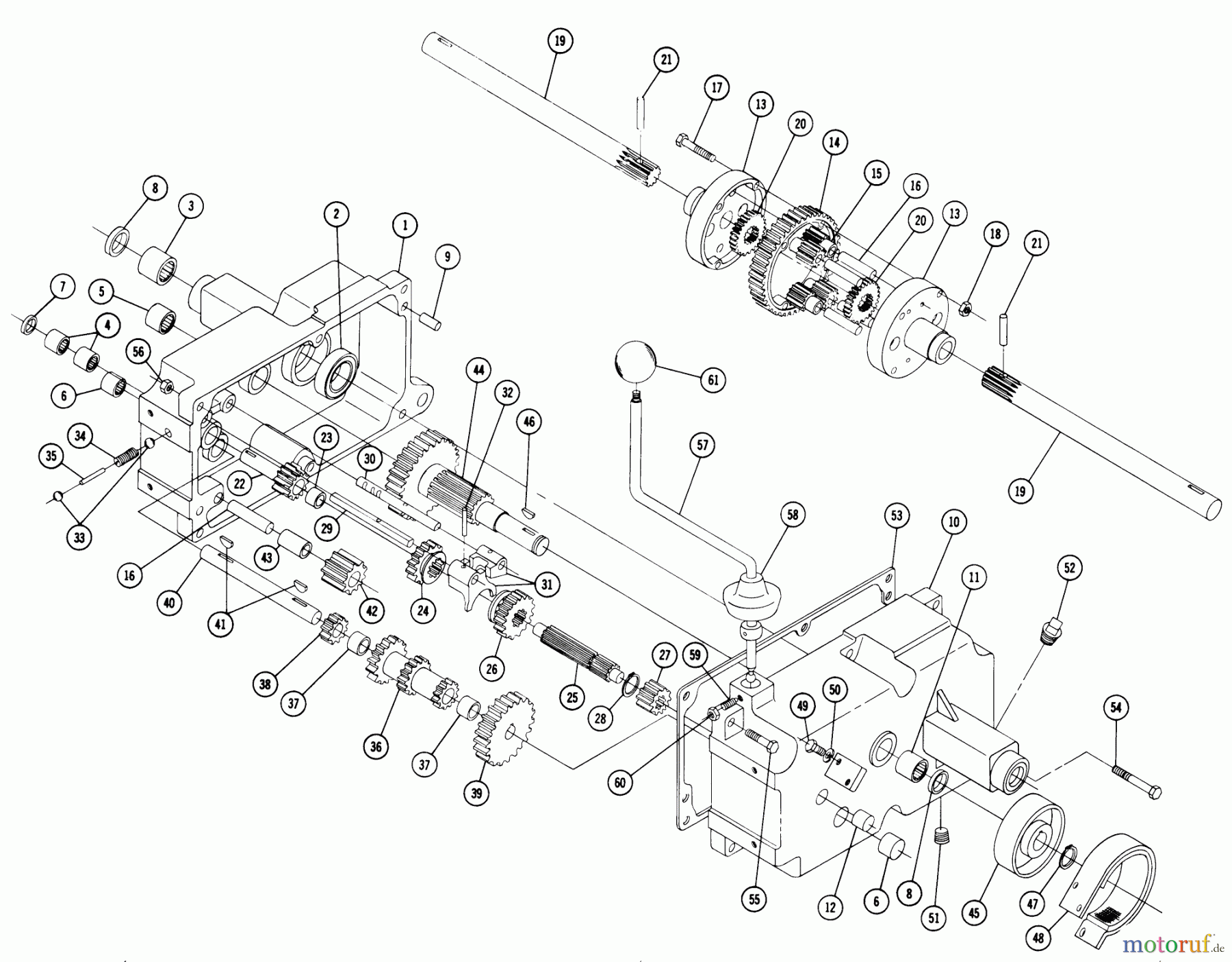 Toro Neu Mowers, Lawn & Garden Tractor Seite 1 607 - Toro 607 Tractor, 1967 PARTS LIST FOR 5053 TRANSMISSION