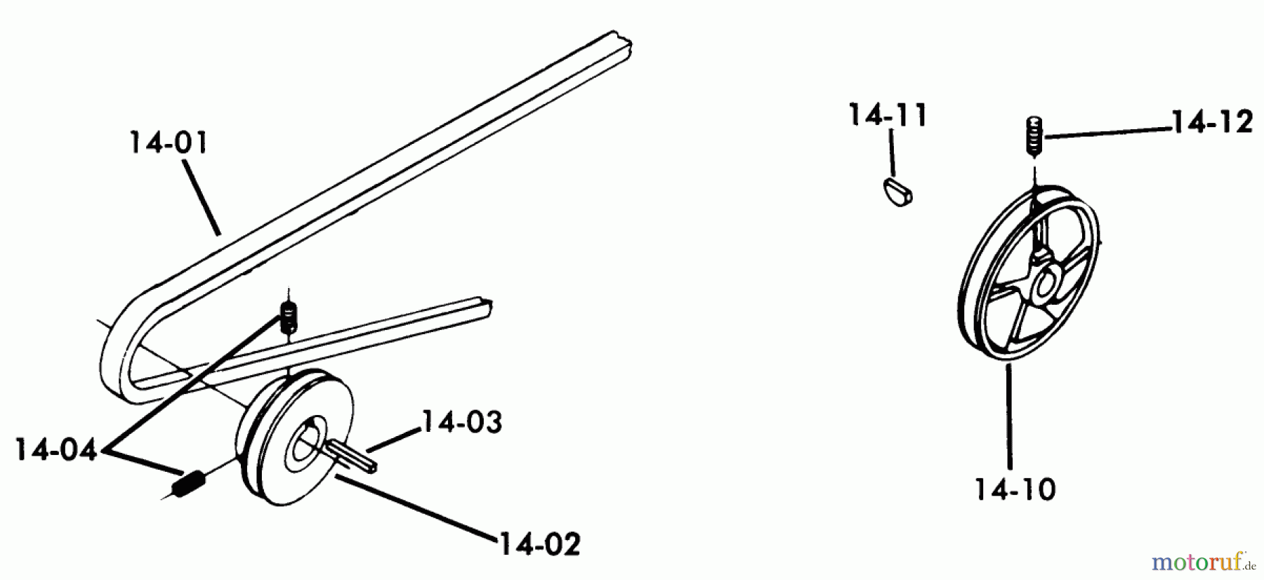 Toro Neu Mowers, Lawn & Garden Tractor Seite 1 61-16K801 (C-160) - Toro C-160 8-Speed Tractor, 1976 DRIVE BELTS AND PULLEYS