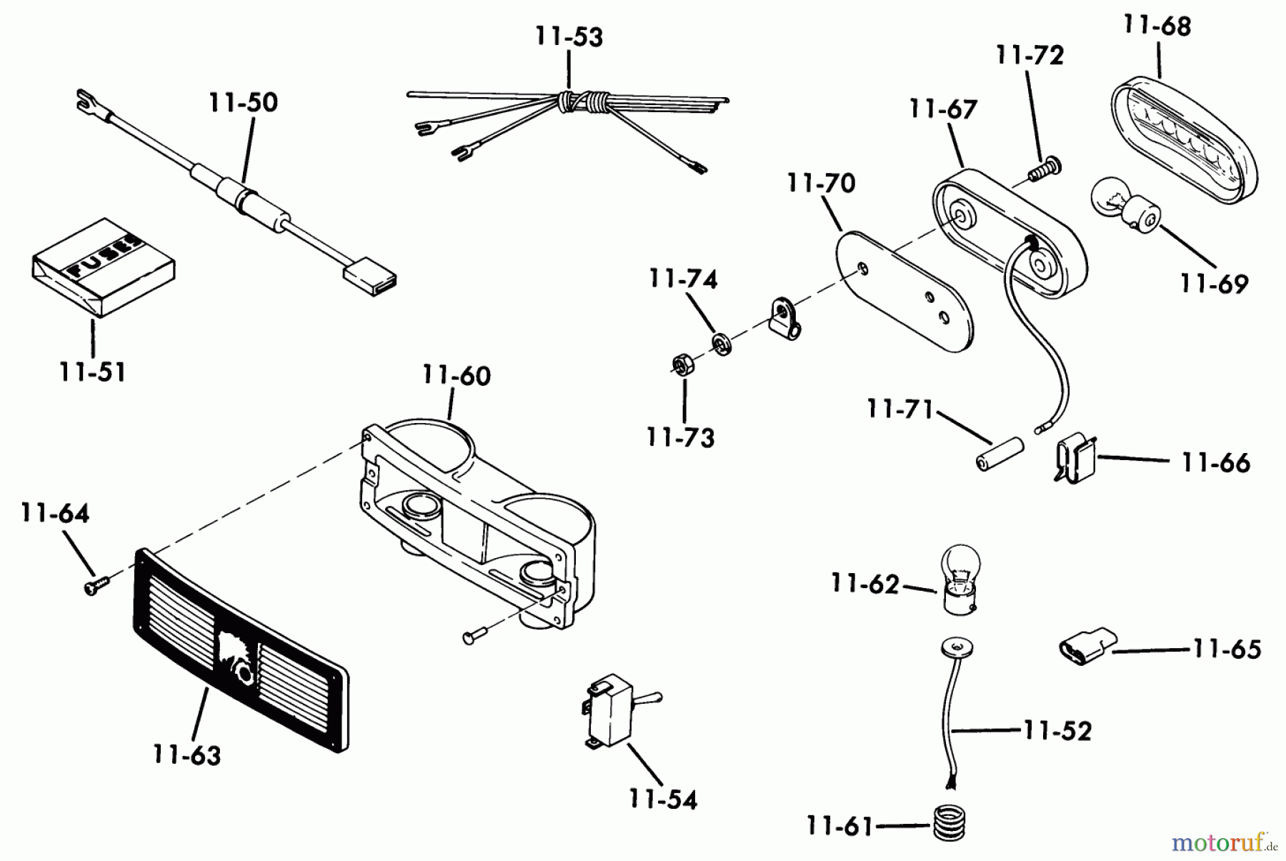 Toro Neu Mowers, Lawn & Garden Tractor Seite 1 61-16K801 (C-160) - Toro C-160 8-Speed Tractor, 1976 LIGHTS (STANDARD ON C-160, C-120 ONLY)