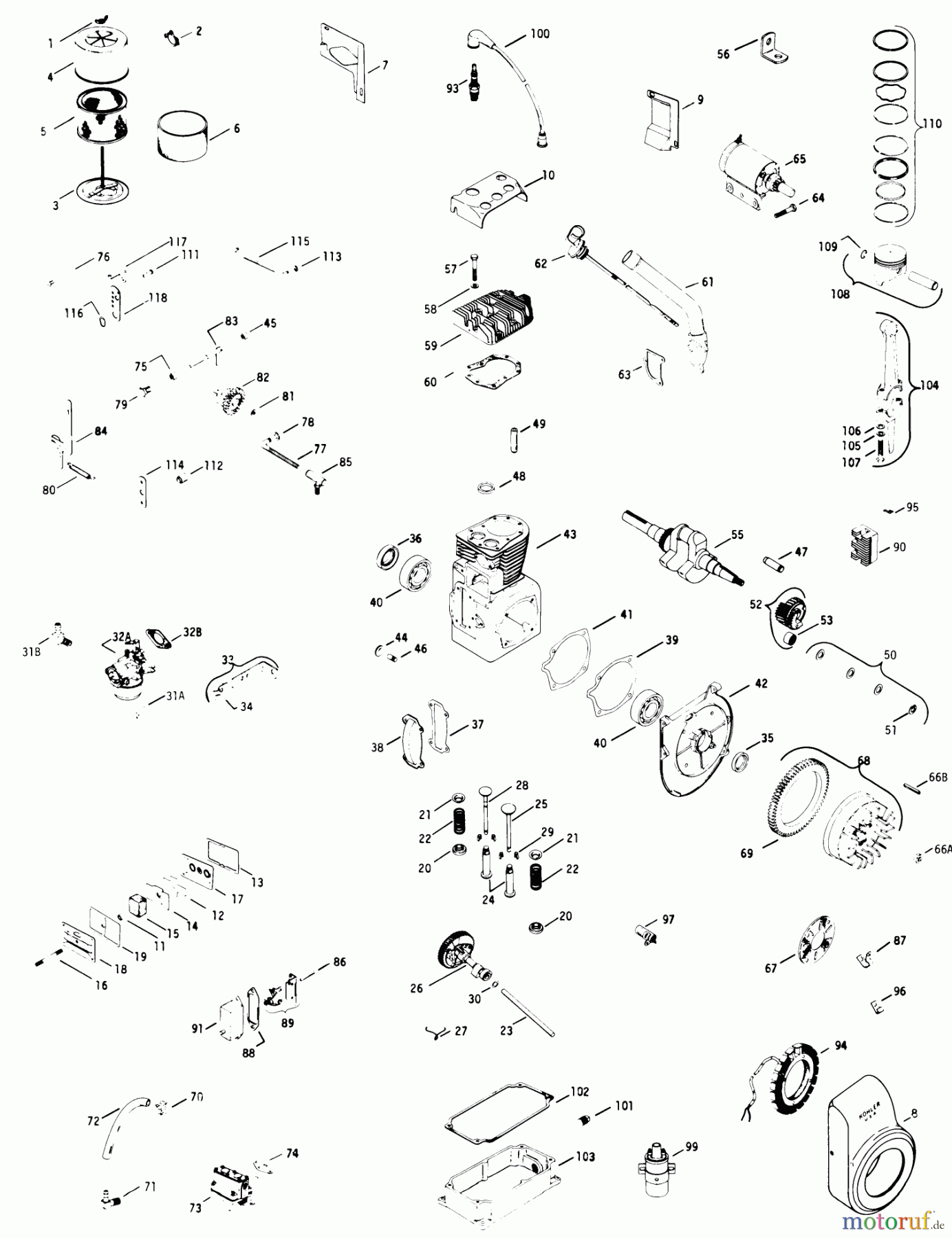  Toro Neu Mowers, Lawn & Garden Tractor Seite 1 61-07K802 (B-60) - Toro B-60 8-Speed Tractor, 1976 16 H.P. KOHLER ENGINE K341S, SPEC 71128A