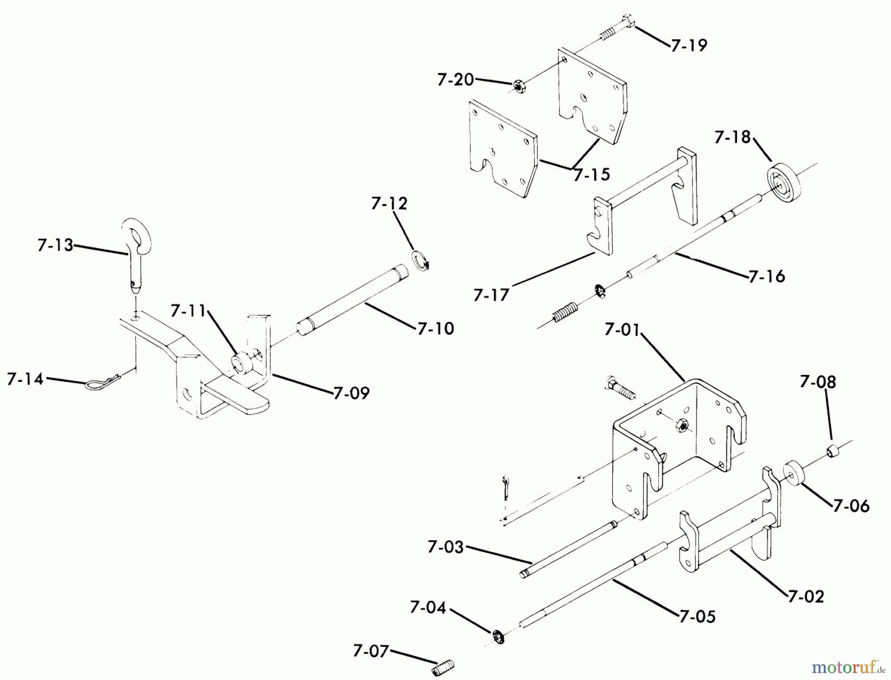 Toro Neu Mowers, Lawn & Garden Tractor Seite 1 61-10K803 (B-100) - Toro B-100 8-Speed Tractor, 1976 7.000 HITCH ASSEMBLIES (FIG. 7A)