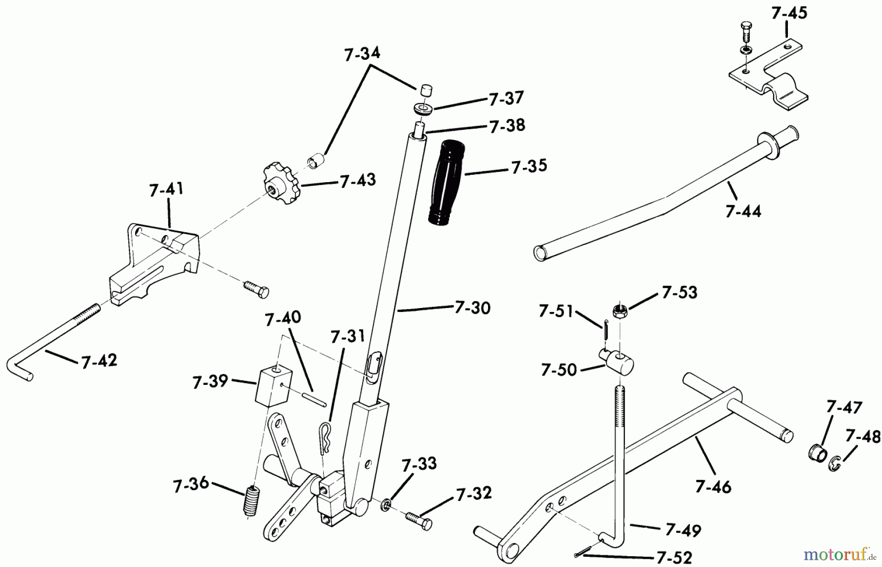 Toro Neu Mowers, Lawn & Garden Tractor Seite 1 61-10K803 (B-100) - Toro B-100 8-Speed Tractor, 1976 7.030 LIFT LINKAGE (FIG. 7B)