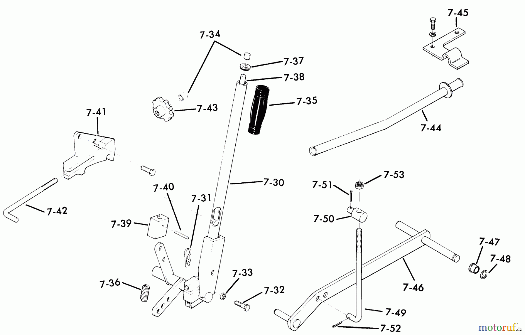  Toro Neu Mowers, Lawn & Garden Tractor Seite 1 61-10K802 (B-100) - Toro B-100 8-Speed Tractor, 1976 LIFT LINKAGE