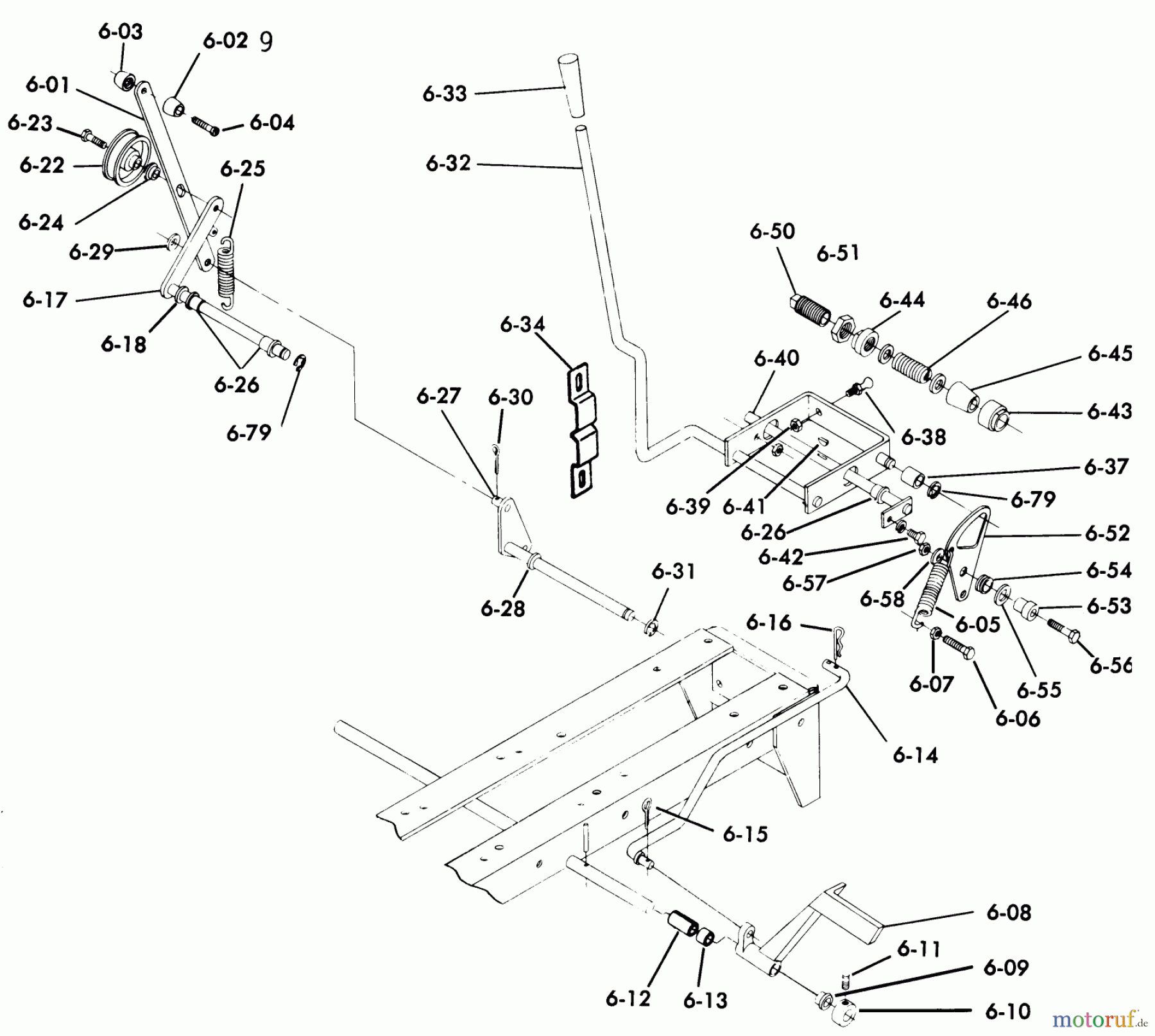 Toro Neu Mowers, Lawn & Garden Tractor Seite 1 61-16KS03 (C-160) - Toro C-160 Automatic Tractor, 1976 BRAKE, CLUTCH, SPEED CONTROL LINKAGE