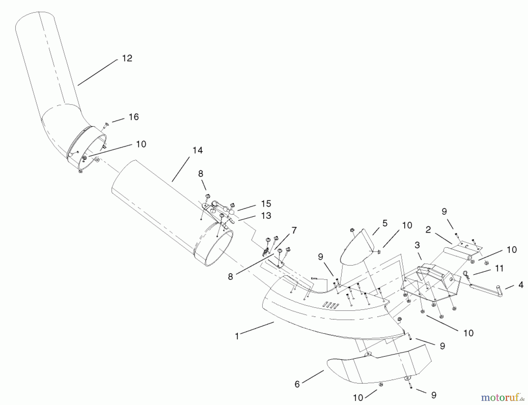 Toro Neu Accessories, Mower 78200 - Toro Quiet Collector, Wheel Horse 260-Series Lawn and Garden Tractors, 2002 (220000001-220999999) BAFFLE AND TUBE ASSEMBLY