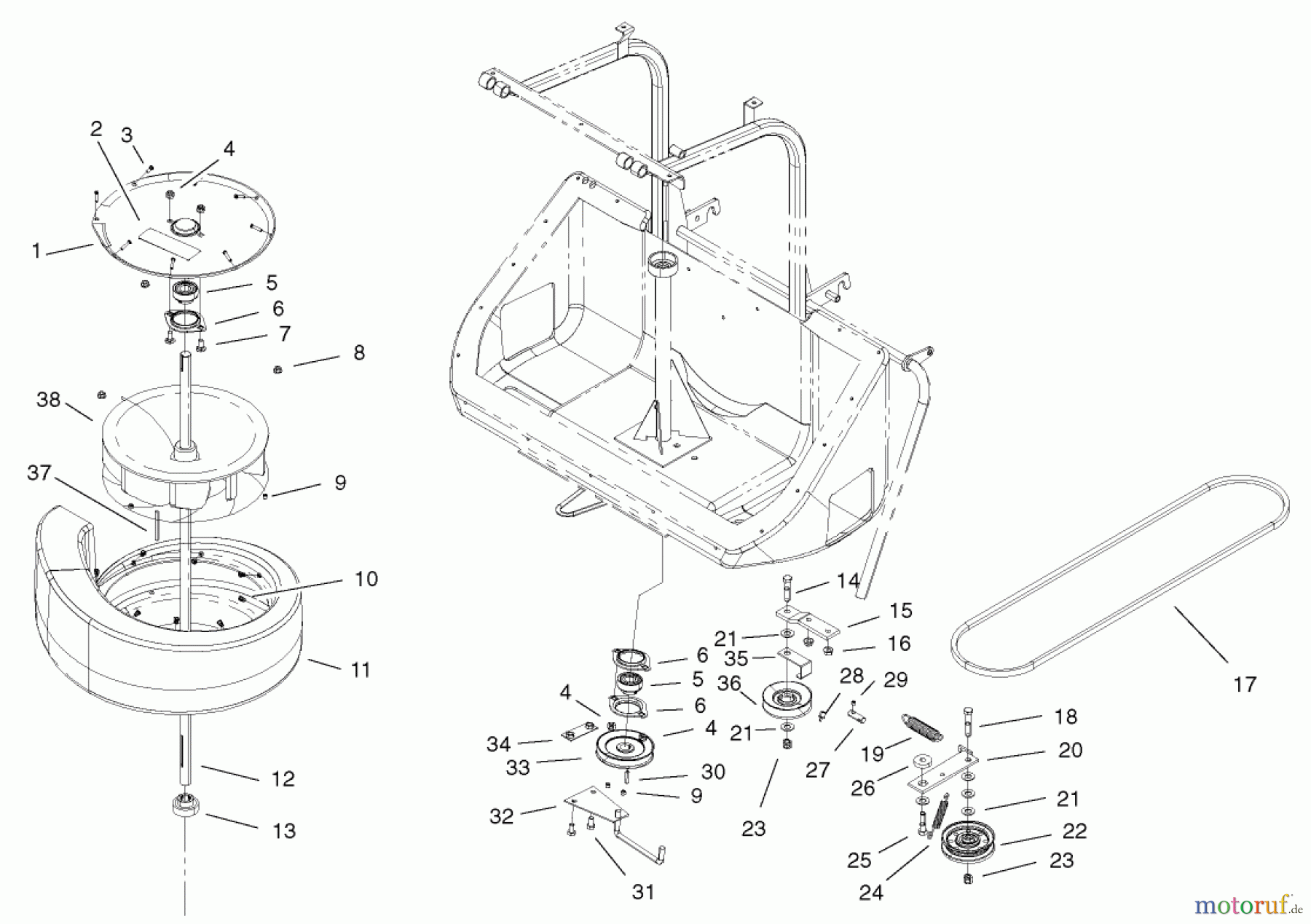 Toro Neu Accessories, Mower 78200 - Toro Quiet Collector, Wheel Horse 260-Series Lawn and Garden Tractors, 2002 (220000001-220999999) SCROLL ASSEMBLY
