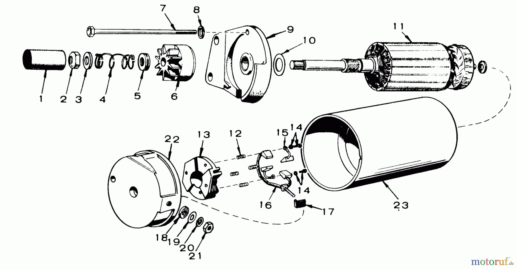 Toro Neu Mowers, Lawn & Garden Tractor Seite 1 61-16OS01 (D-160) - Toro D-160 Automatic Tractor, 1976 STARTING MOTOR PARTS GROUP 16 HP ONAN ENGINE