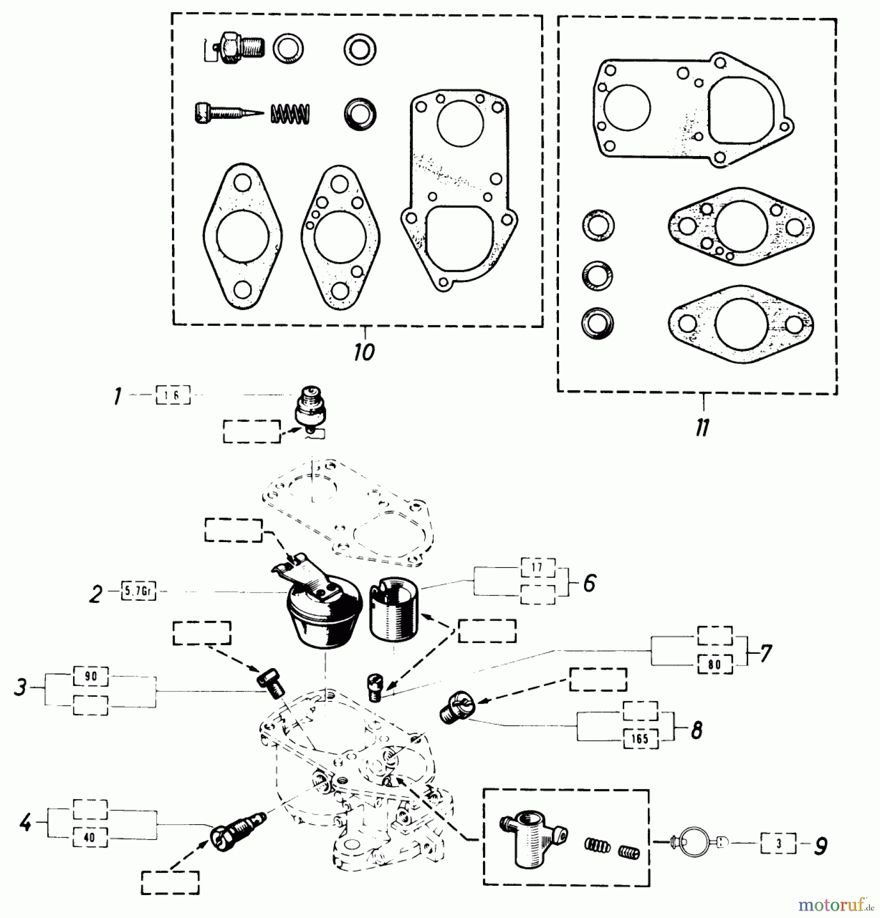 Toro Neu Mowers, Lawn & Garden Tractor Seite 1 61-20RG01 (D-250) - Toro D-250 10-Speed Tractor, 1977 CARBURETOR-SPARE PARTS