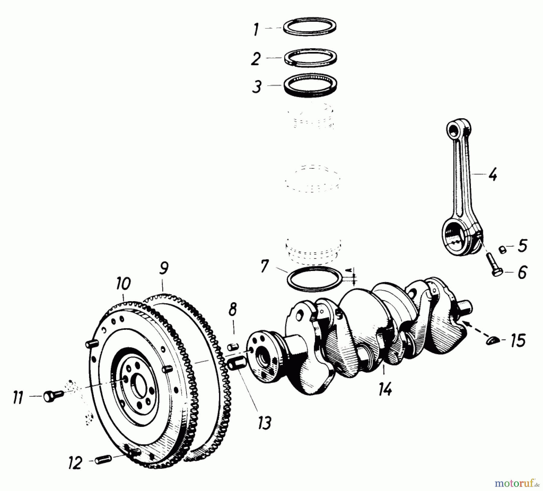Toro Neu Mowers, Lawn & Garden Tractor Seite 1 61-20RG01 (D-250) - Toro D-250 10-Speed Tractor, 1976 CRANKSHAFT AND CONNECTION ROD