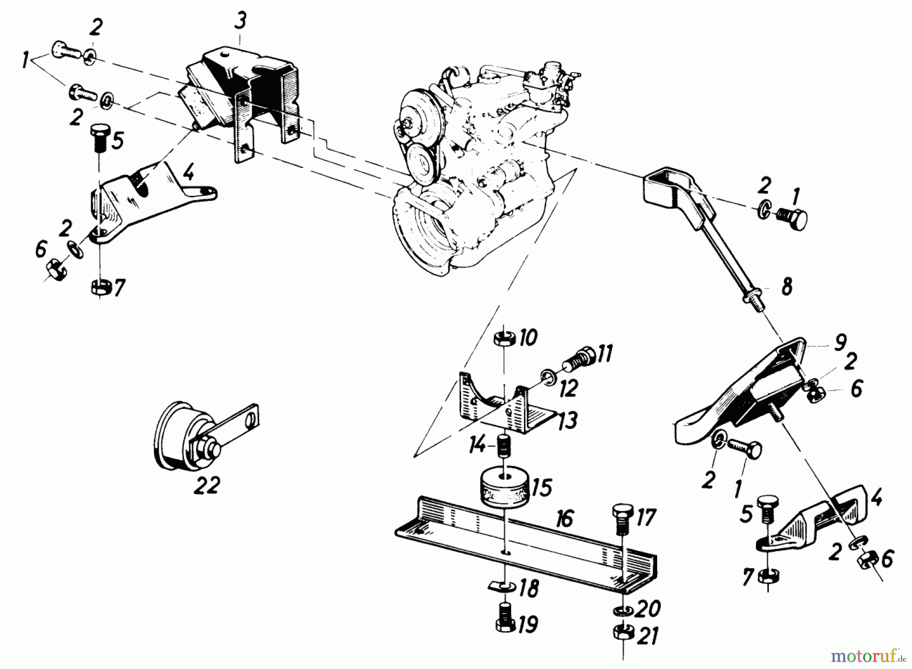  Toro Neu Mowers, Lawn & Garden Tractor Seite 1 61-20RG01 (D-250) - Toro D-250 10-Speed Tractor, 1977 ENGINE MOUNTS