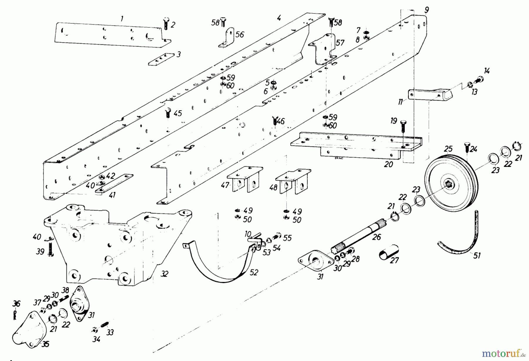 Toro Neu Mowers, Lawn & Garden Tractor Seite 1 61-20RG01 (D-250) - Toro D-250 10-Speed Tractor, 1977 FRAME (FRONT AND REAR P.T.O.)
