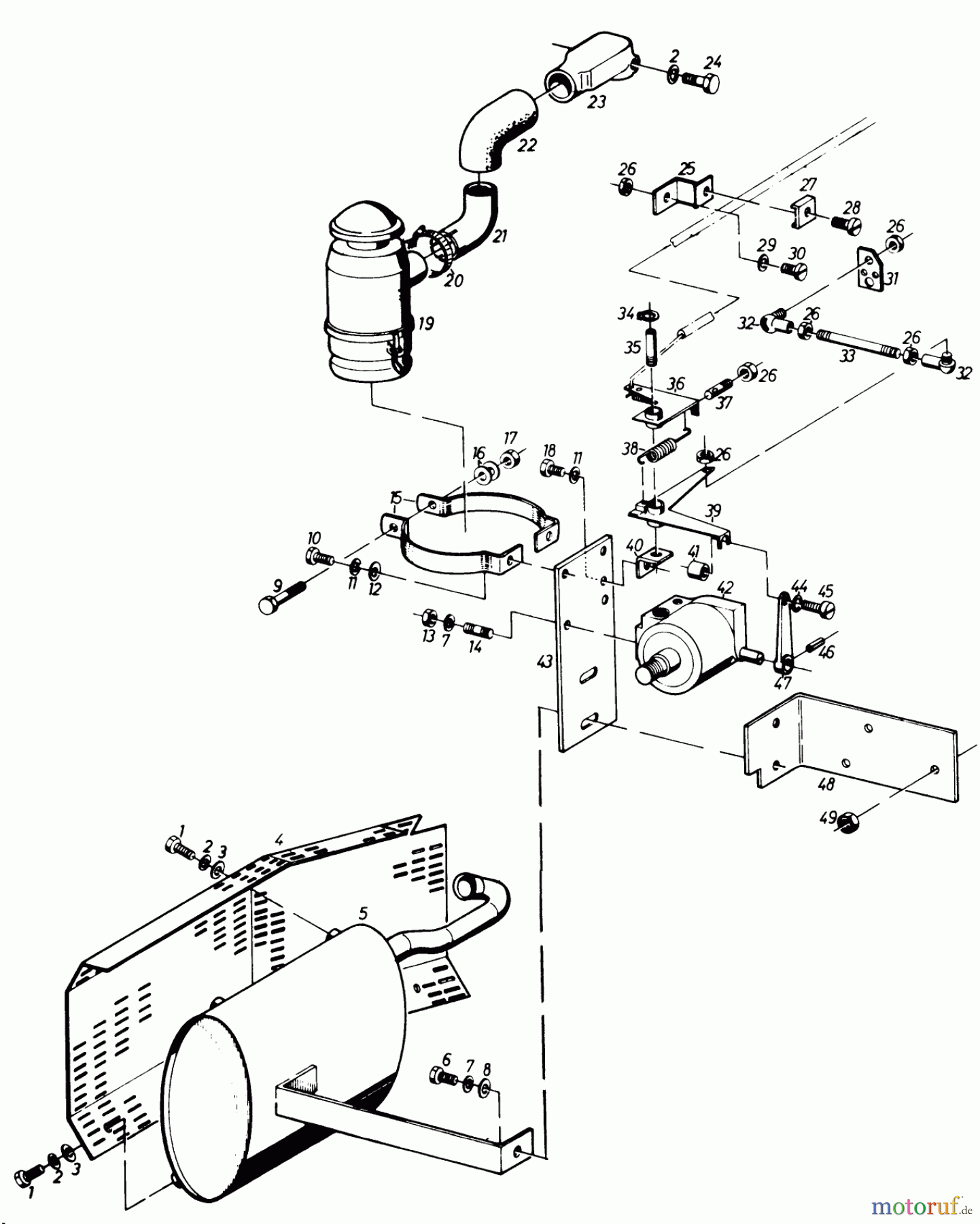 Toro Neu Mowers, Lawn & Garden Tractor Seite 1 61-20RG01 (D-250) - Toro D-250 10-Speed Tractor, 1976 GOVERNOR PARTS-EXHAUST SYSTEM AND AIR FILTER