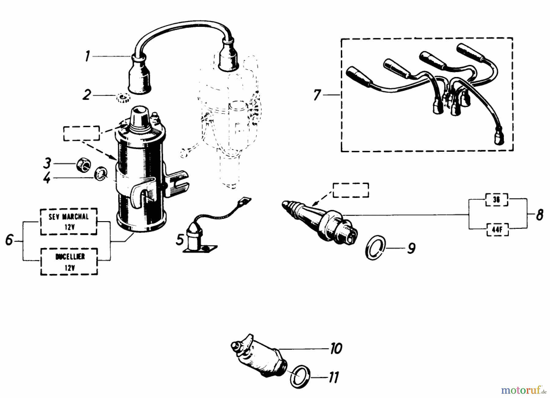 Toro Neu Mowers, Lawn & Garden Tractor Seite 1 61-20RG01 (D-250) - Toro D-250 10-Speed Tractor, 1976 IGNITION COIL AND CABLES