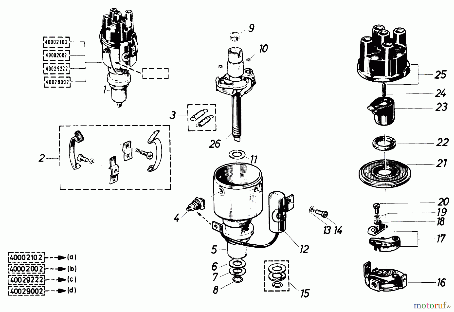 Toro Neu Mowers, Lawn & Garden Tractor Seite 1 61-20RG01 (D-250) - Toro D-250 10-Speed Tractor, 1977 IGNITION DISTRIBUTOR