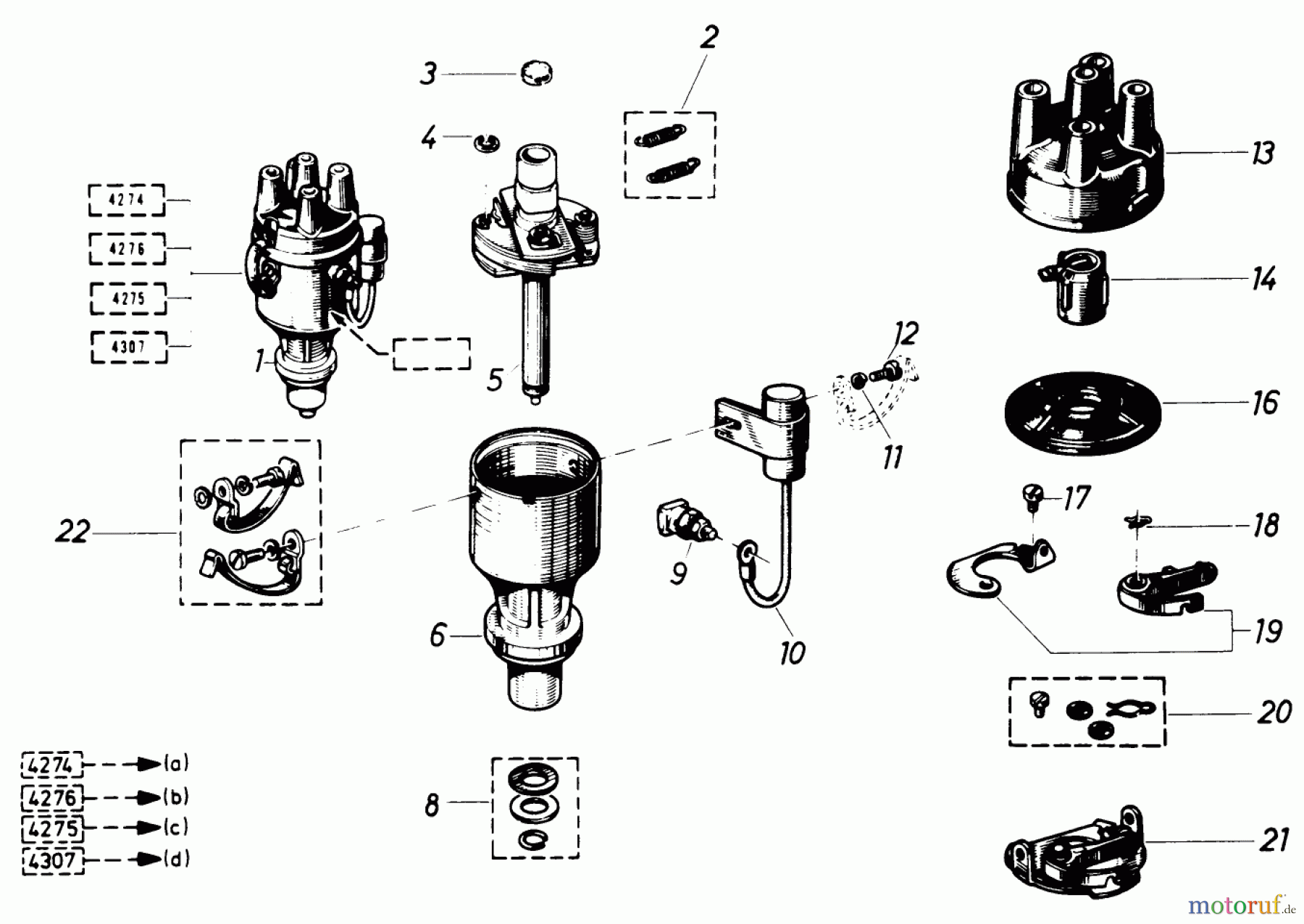 Toro Neu Mowers, Lawn & Garden Tractor Seite 1 61-20RG01 (D-250) - Toro D-250 10-Speed Tractor, 1976 IGNITION DISTRIBUTOR (R-284)