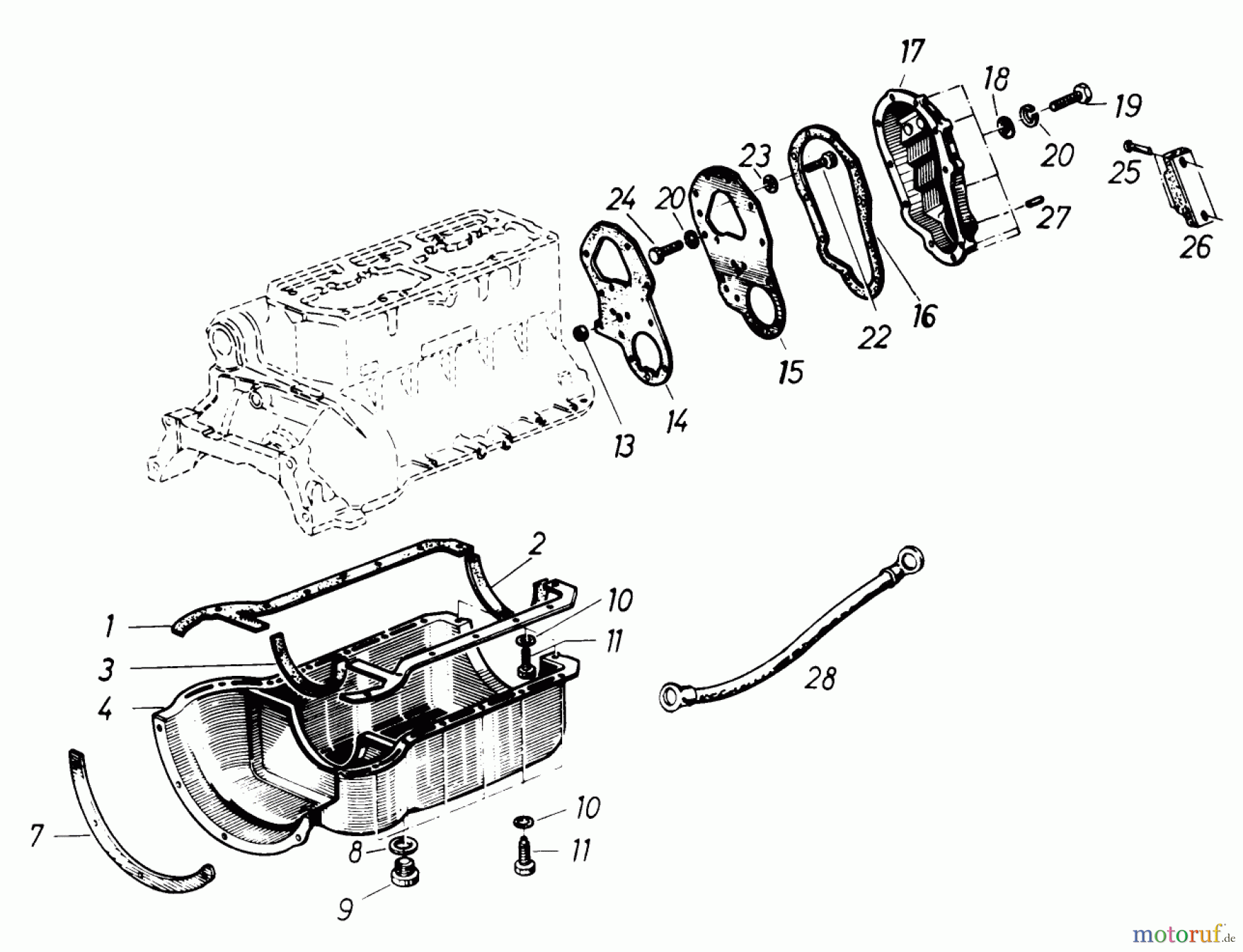 Toro Neu Mowers, Lawn & Garden Tractor Seite 1 61-20RG01 (D-250) - Toro D-250 10-Speed Tractor, 1976 OIL SUMP AND TIMING CHAIN COVER