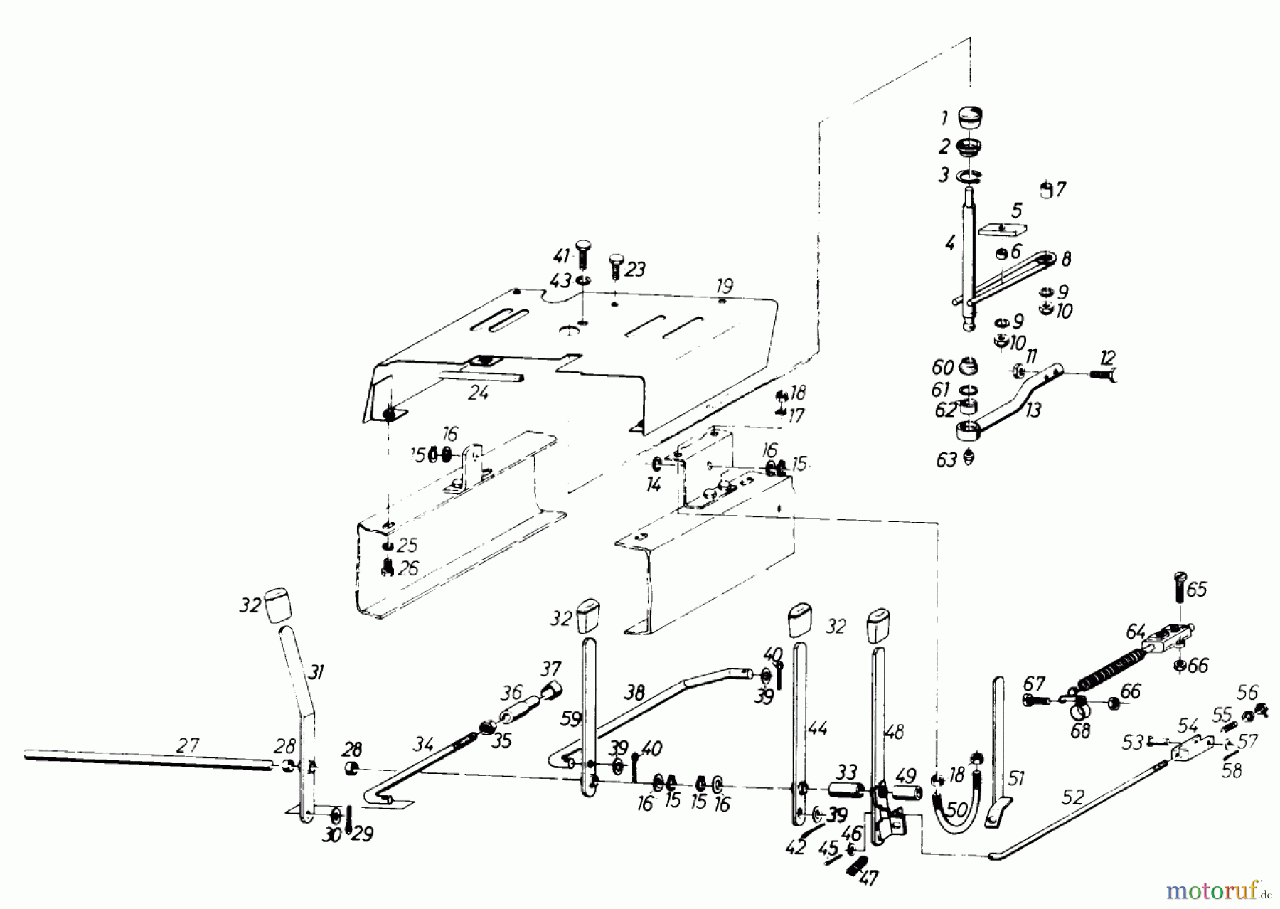 Toro Neu Mowers, Lawn & Garden Tractor Seite 1 61-20RG01 (D-250) - Toro D-250 10-Speed Tractor, 1976 TRANSMISSION CONTROL LEVERS AND STOPLIGHT SWITCH