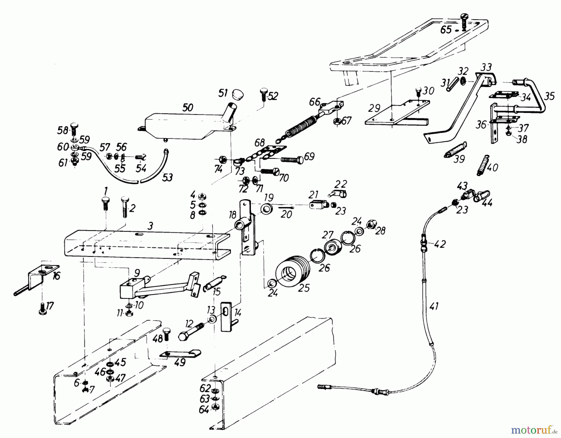 Toro Neu Mowers, Lawn & Garden Tractor Seite 1 61-20RG01 (D-250) - Toro D-250 10-Speed Tractor, 1976 V-BELT TENSIONER AND HYDRAULIC RESERVOIR AND HYDRAULIC LINES