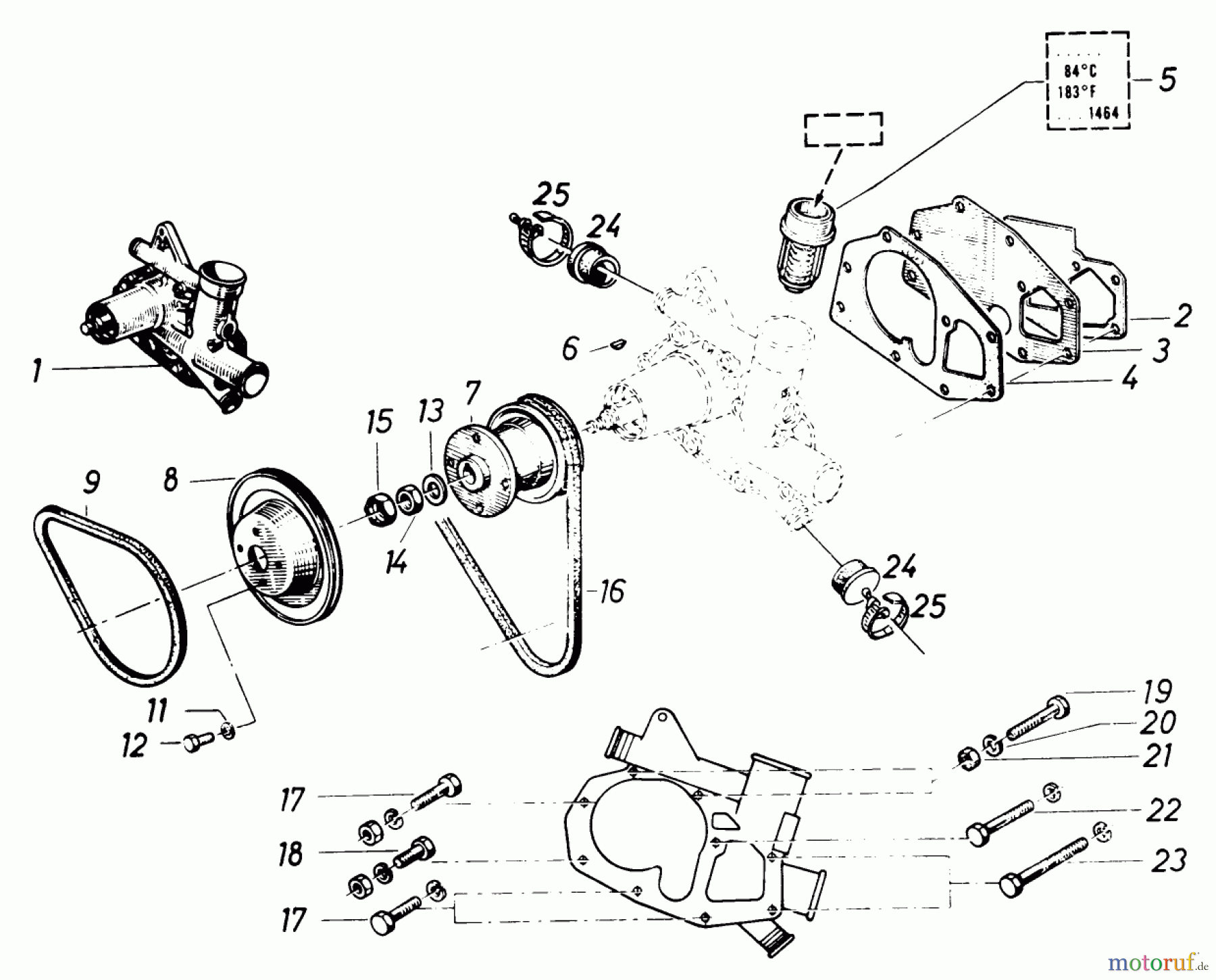 Toro Neu Mowers, Lawn & Garden Tractor Seite 1 61-20RG01 (D-250) - Toro D-250 10-Speed Tractor, 1976 WATER PUMP