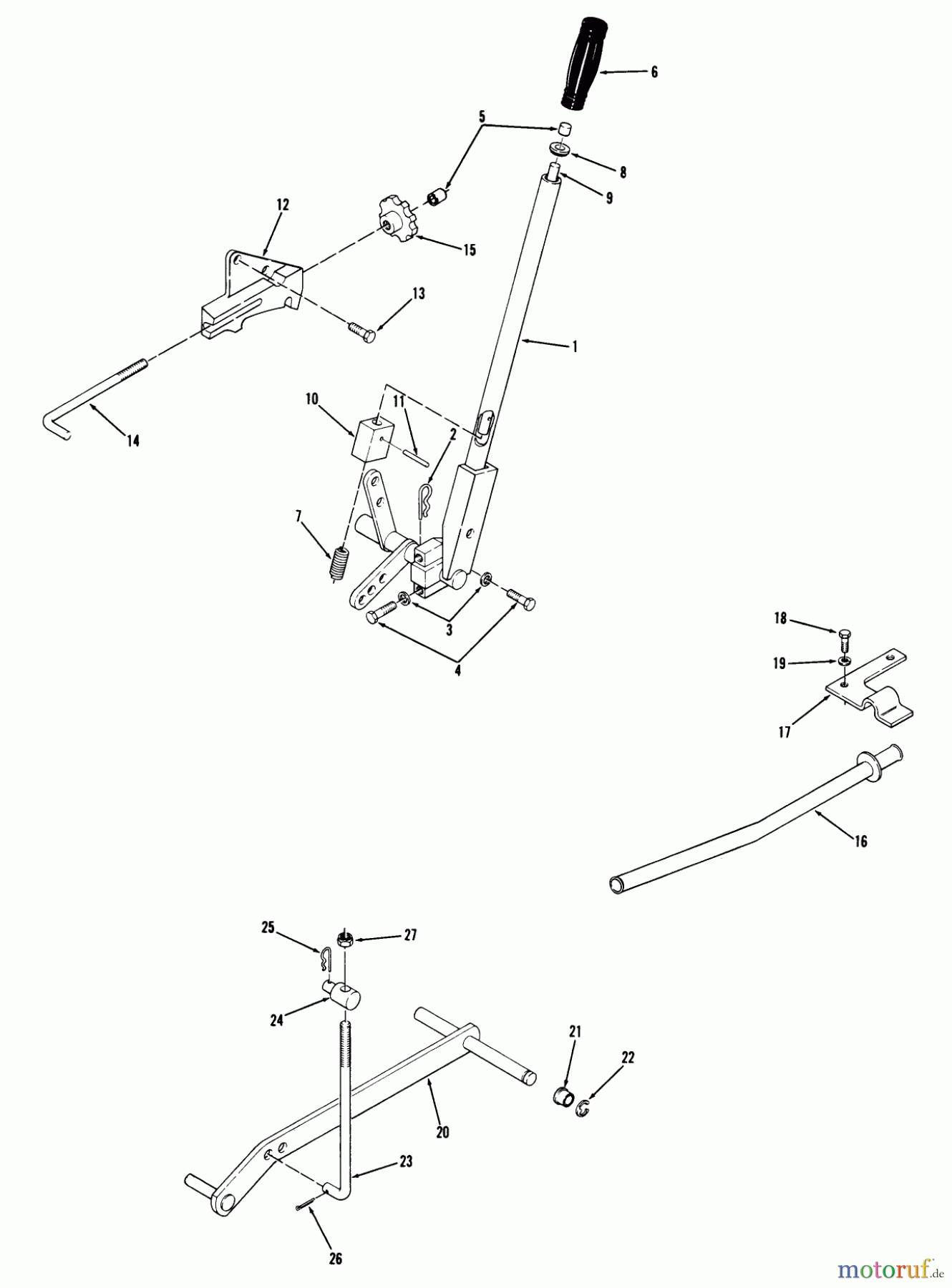 Toro Neu Mowers, Lawn & Garden Tractor Seite 1 71-08K801 (B-60) - Toro B-80 8-Speed Tractor, 1977 LIFT LINKAGE