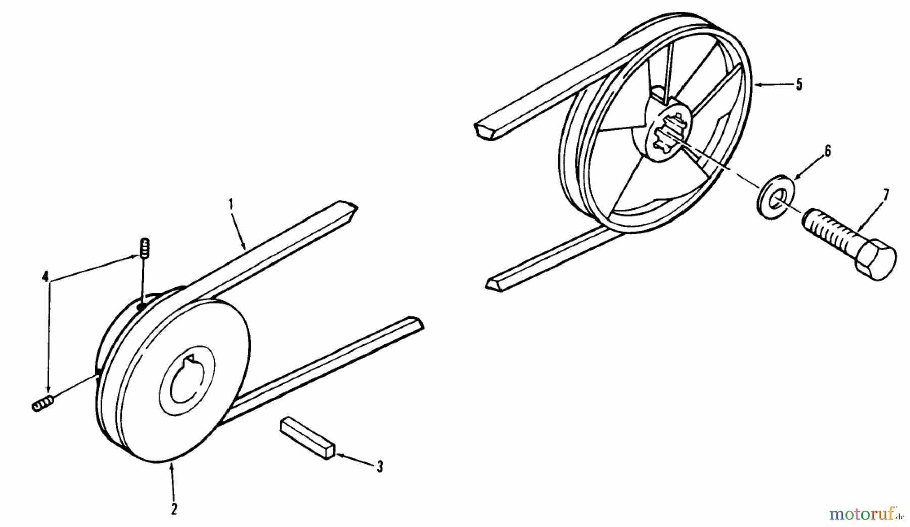 Toro Neu Mowers, Lawn & Garden Tractor Seite 1 71-16KS02 (C-160) - Toro C-160 Automatic Tractor, 1977 DRIVE BELT AND PULLEYS