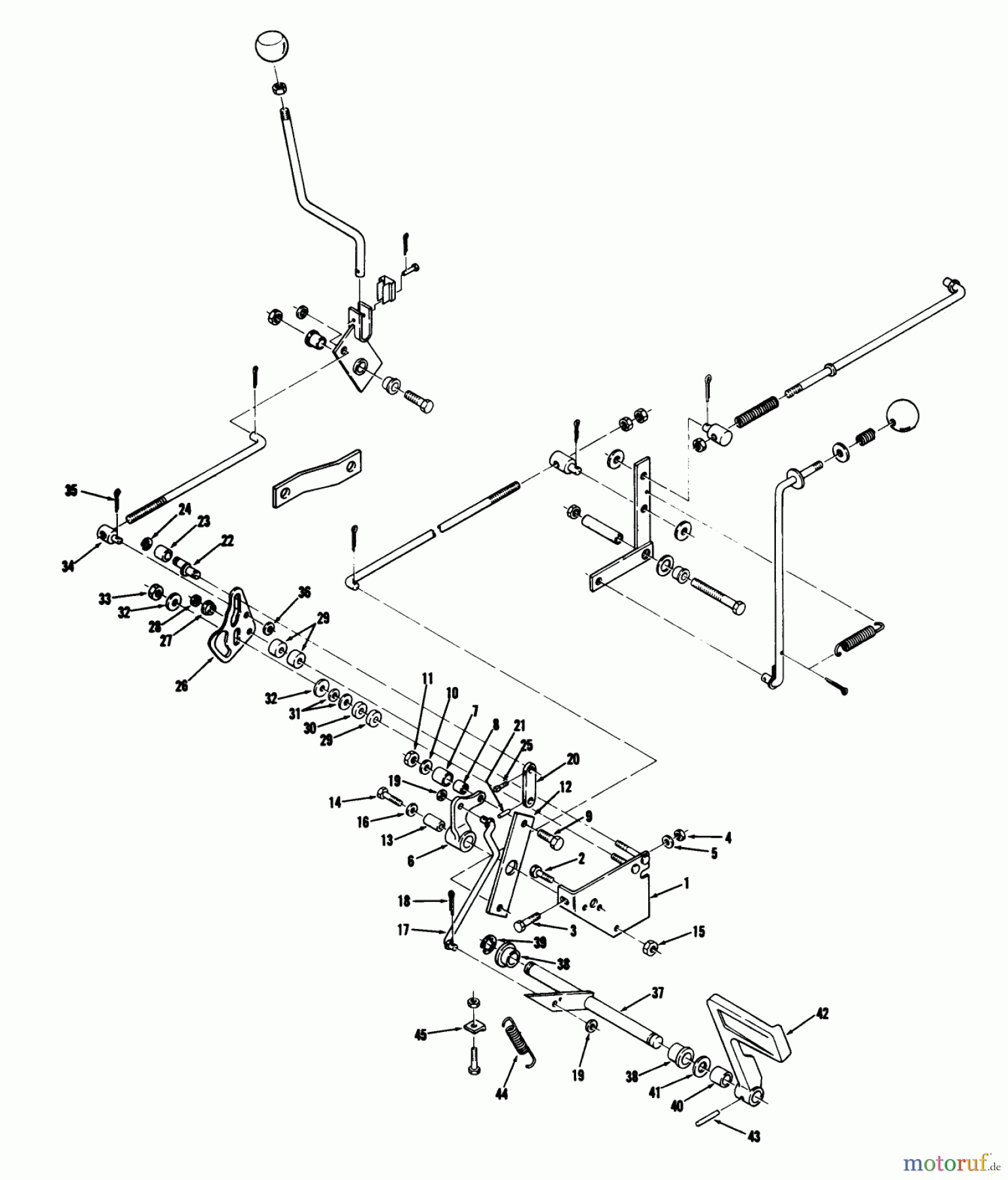 Toro Neu Mowers, Lawn & Garden Tractor Seite 1 71-16OS01 (D-160) - Toro D-160 Automatic Tractor, 1977 BRAKE AND MOTION CONTROL LINKAGE #1
