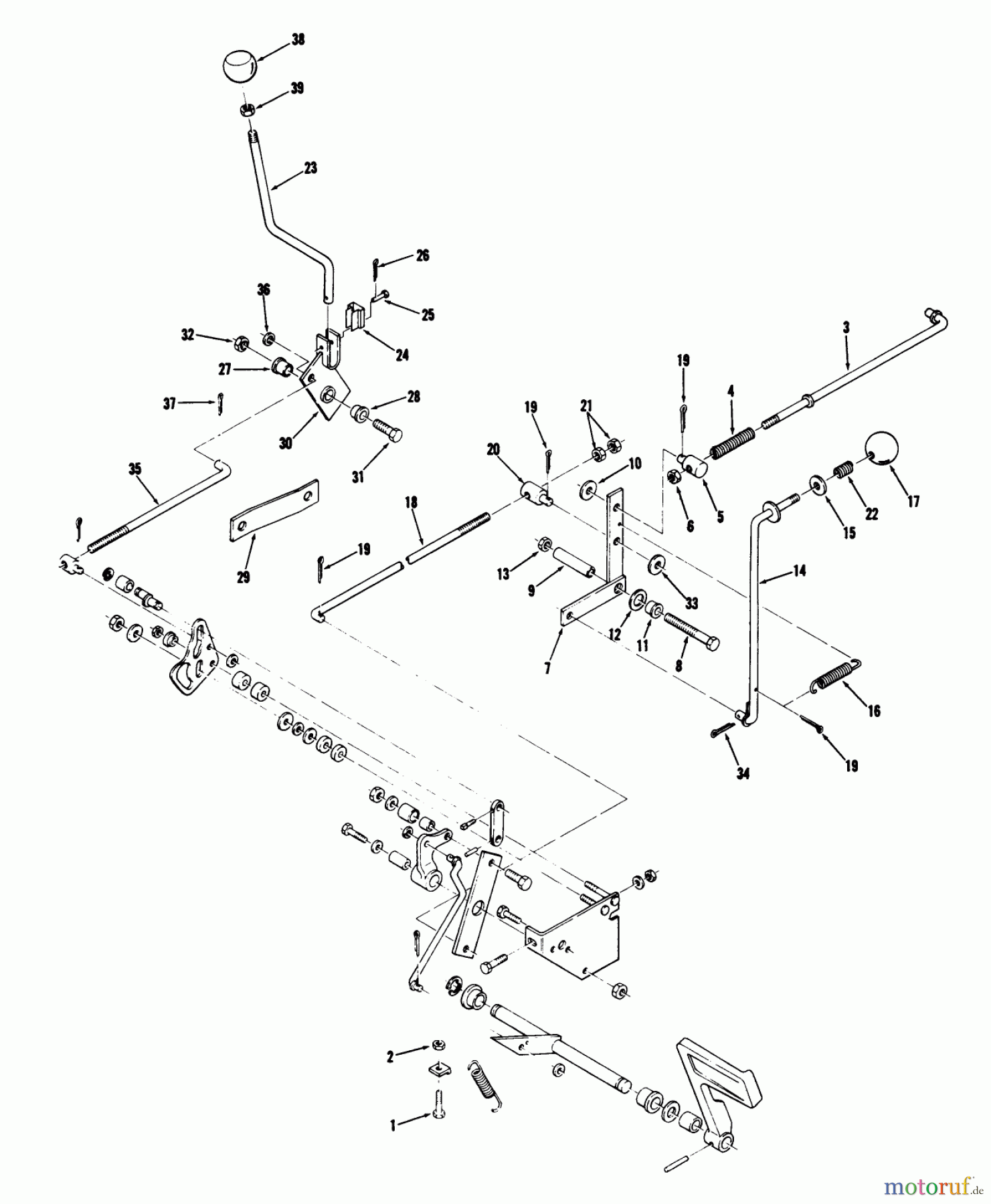  Toro Neu Mowers, Lawn & Garden Tractor Seite 1 71-16OS01 (D-160) - Toro D-160 Automatic Tractor, 1977 BRAKE AND MOTION CONTROL LINKAGE #2