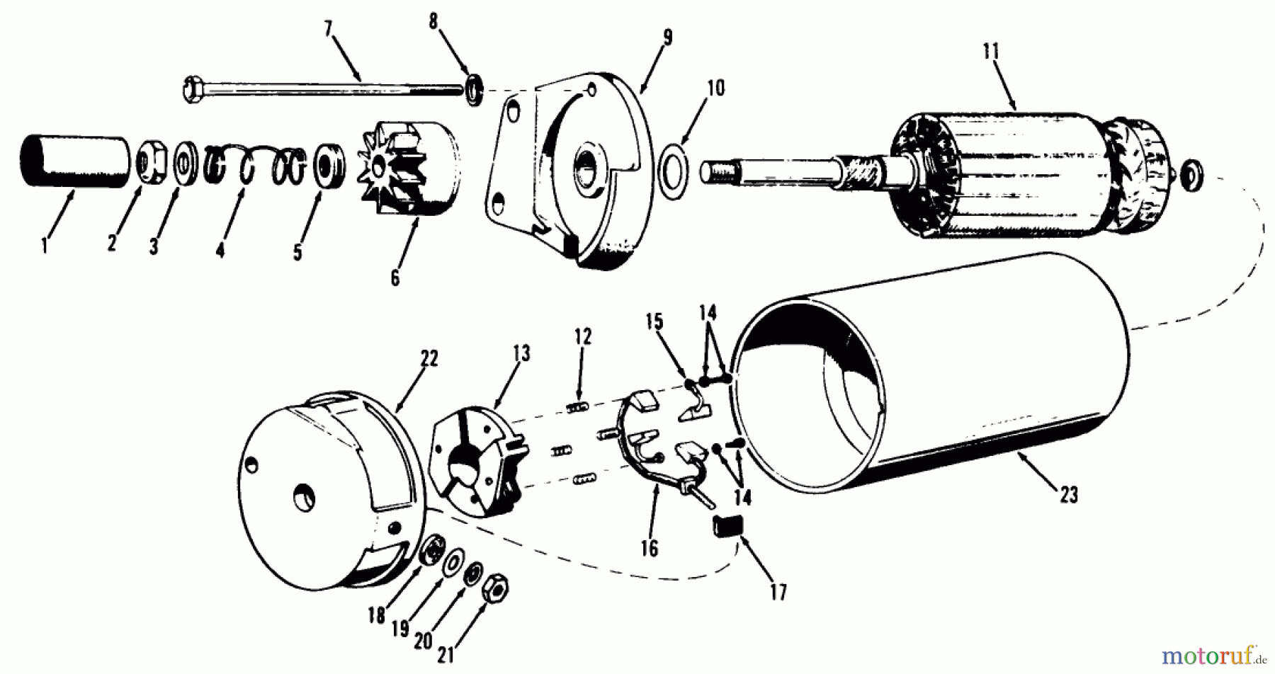 Toro Neu Mowers, Lawn & Garden Tractor Seite 1 71-16OS01 (D-160) - Toro D-160 Automatic Tractor, 1977 D-160 ONAN ENGINE, STARTING MOTOR PARTS GROUP