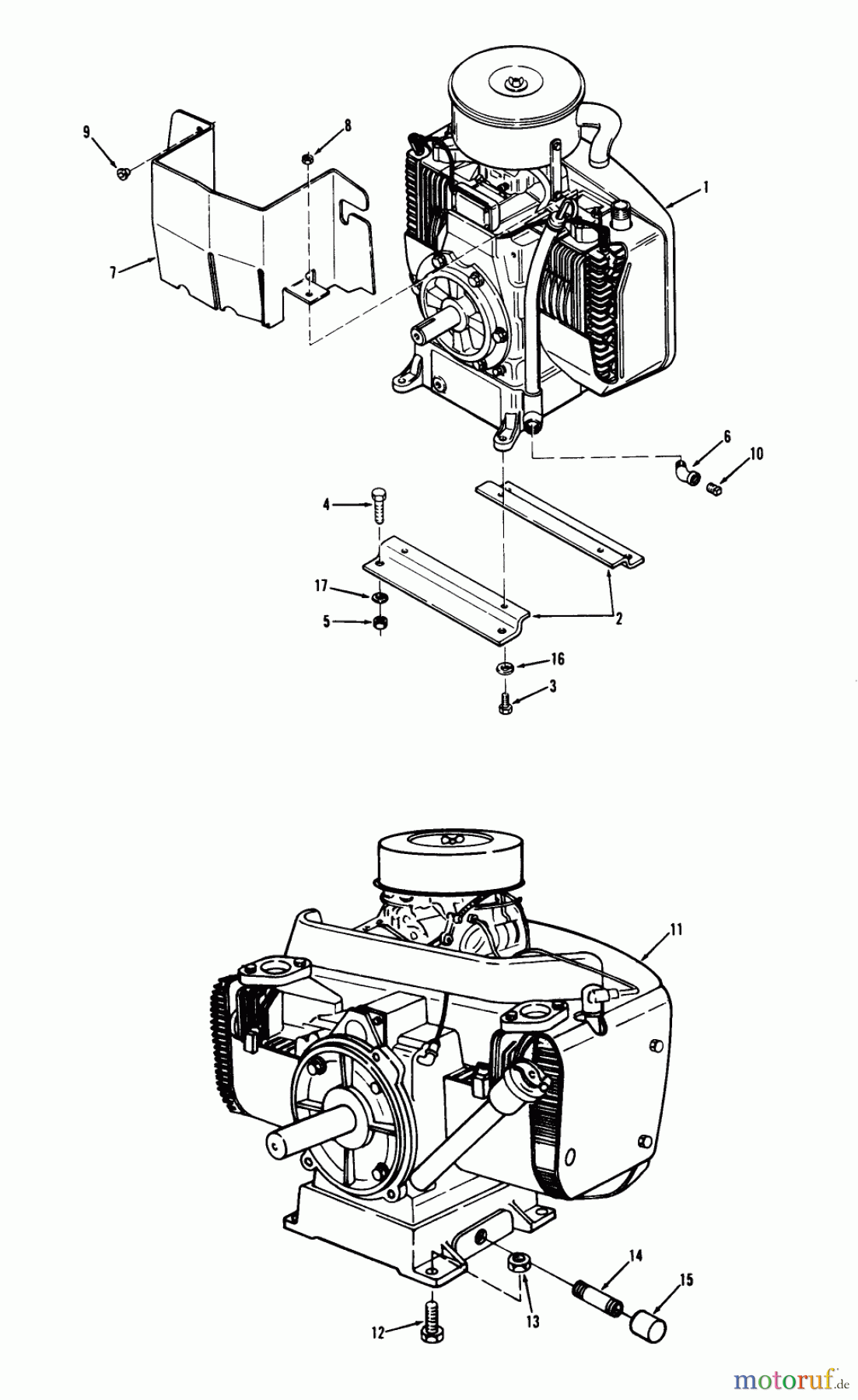 Toro Neu Mowers, Lawn & Garden Tractor Seite 1 71-16OS01 (D-160) - Toro D-160 Automatic Tractor, 1977 ENGINES AND MOUNTING HARDWARE