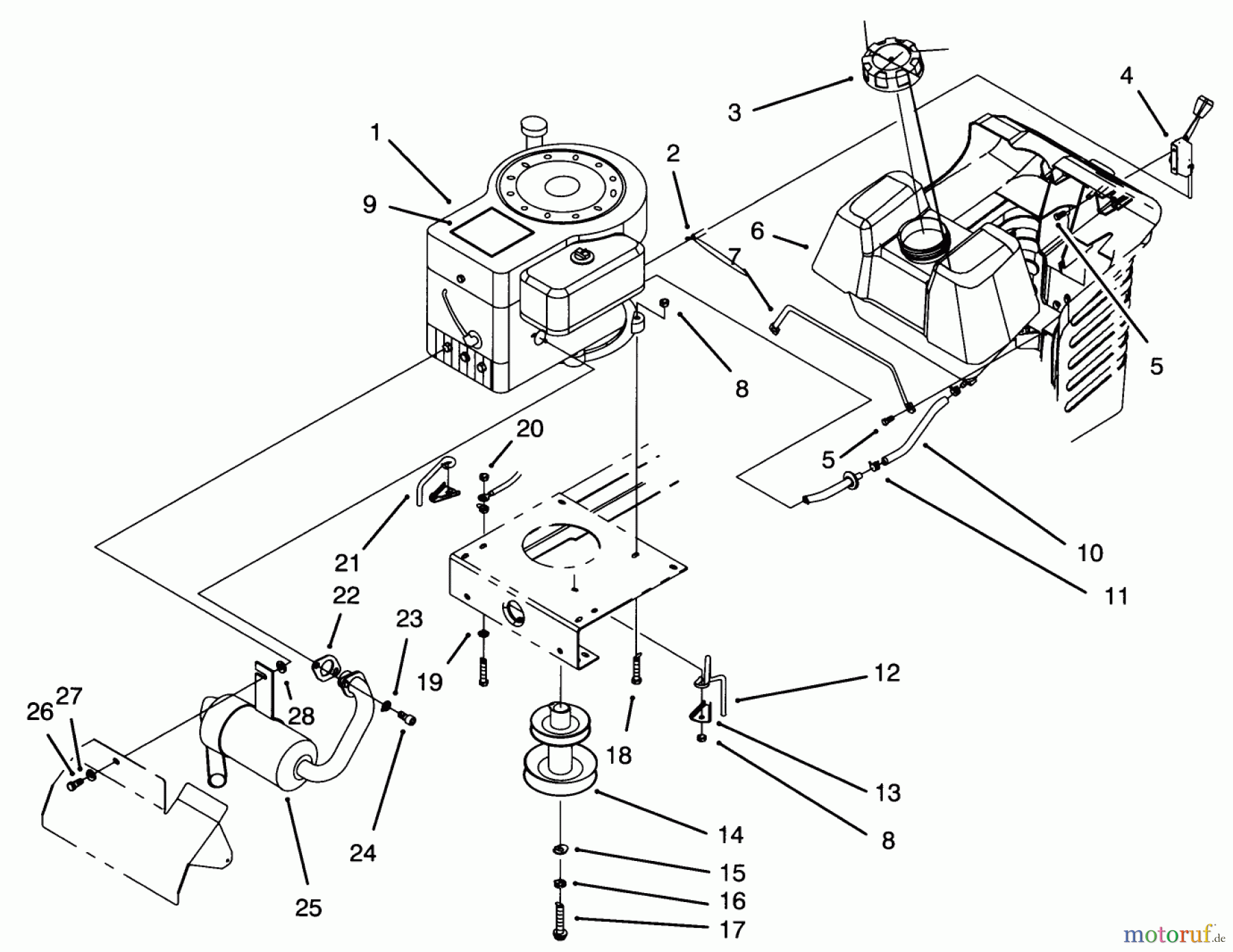 Toro Neu Mowers, Lawn & Garden Tractor Seite 1 71140 (10-32XL) - Toro 10-32XL Lawn Tractor, 1993 (3900001-3999999) ENGINE ASSEMBLY
