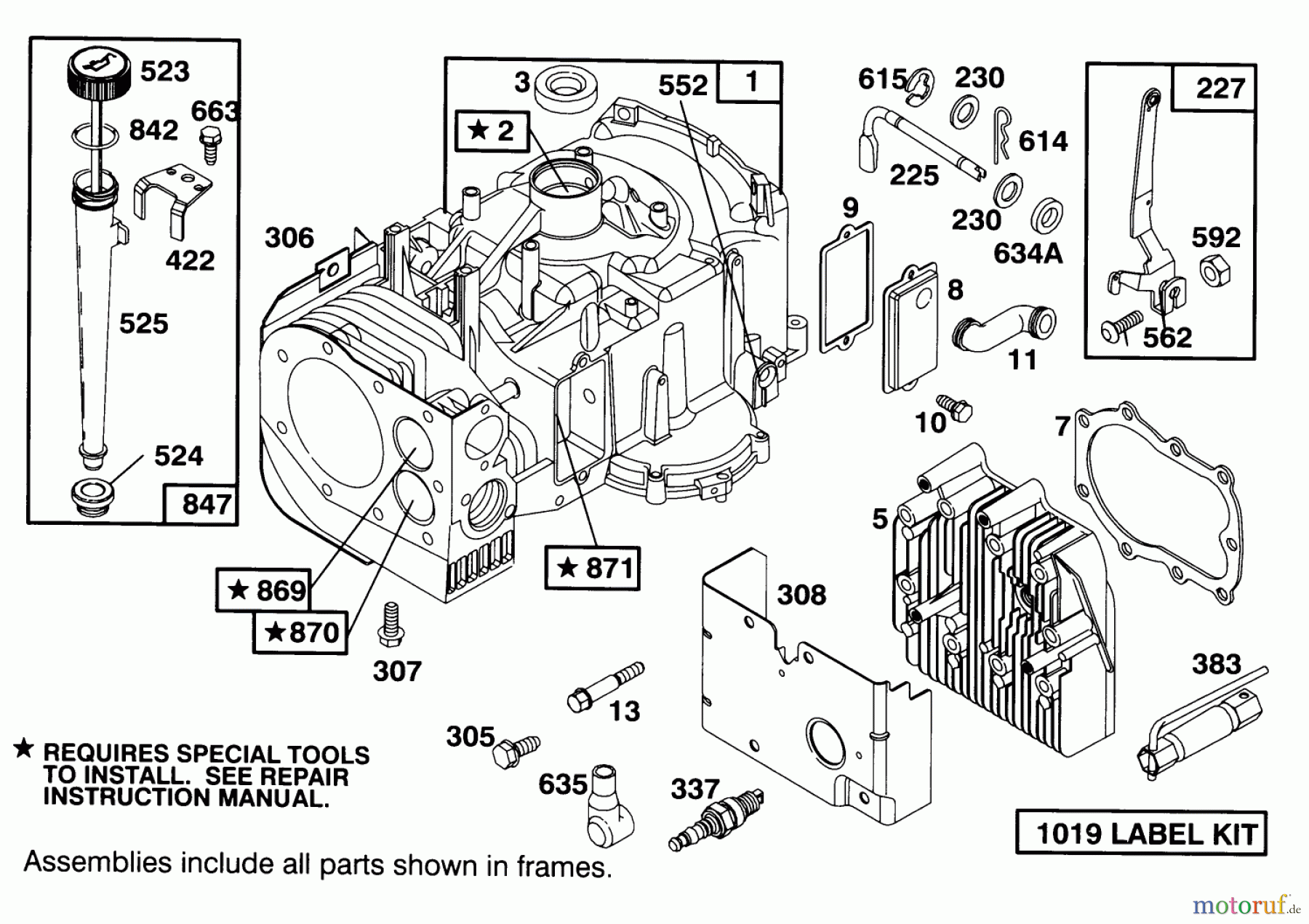 Toro Neu Mowers, Lawn & Garden Tractor Seite 1 71202 (12-38XL) - Toro 12-38XL Lawn Tractor, 1993 (3900001-3999999) ENGINE BRIGGS & STRATTON MODEL 283707-0156-01 #1