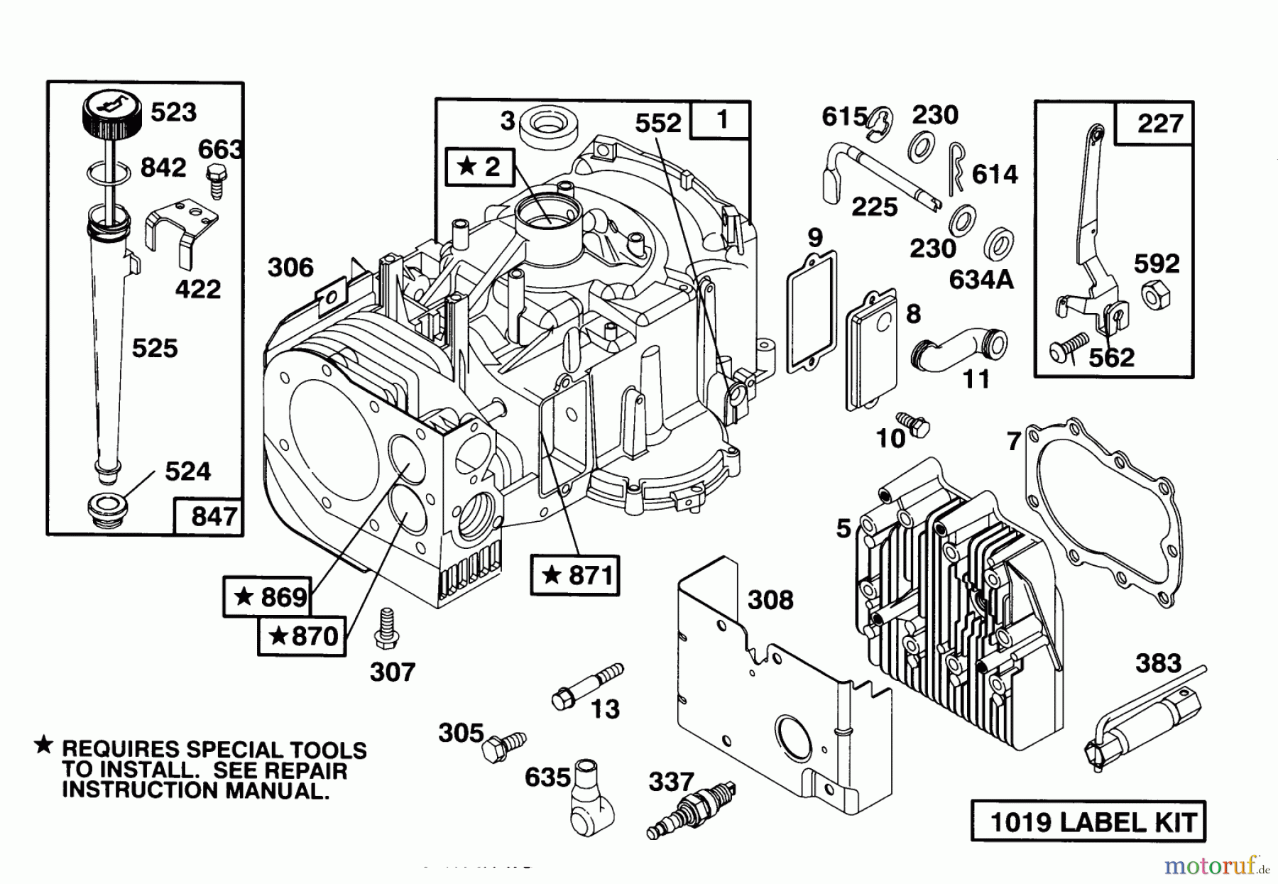 Toro Neu Mowers, Lawn & Garden Tractor Seite 1 71202 (12-38XL) - Toro 12-38XL Lawn Tractor, 1993 (3900001-3999999) ENGINE BRIGGS & STRATTON MODEL 286707-0452-01 #1