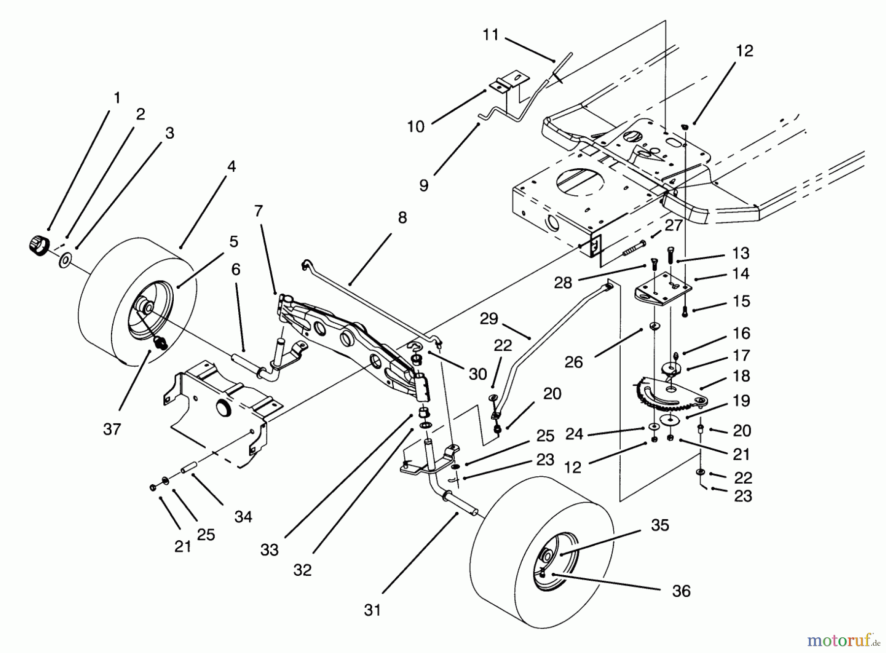 Toro Neu Mowers, Lawn & Garden Tractor Seite 1 71202 (12-38XL) - Toro 12-38XL Lawn Tractor, 1993 (3900001-3999999) FRONT AXLE ASSEMBLY