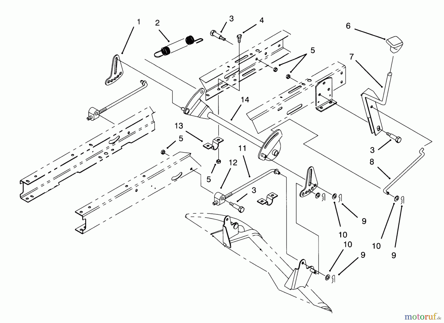 Toro Neu Mowers, Lawn & Garden Tractor Seite 1 71202 (12-38XL) - Toro 12-38XL Lawn Tractor, 1993 (3900001-3999999) HEIGHT OF CUT ASSEMBLY