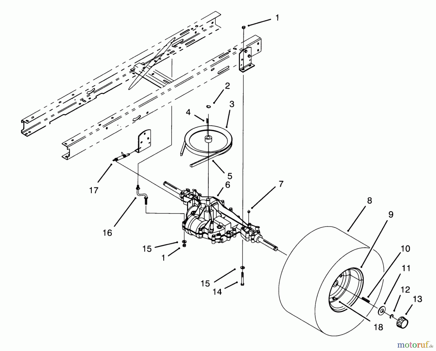 Toro Neu Mowers, Lawn & Garden Tractor Seite 1 71202 (12-38XL) - Toro 12-38XL Lawn Tractor, 1993 (3900001-3999999) TRANSAXLE ASSEMBLY