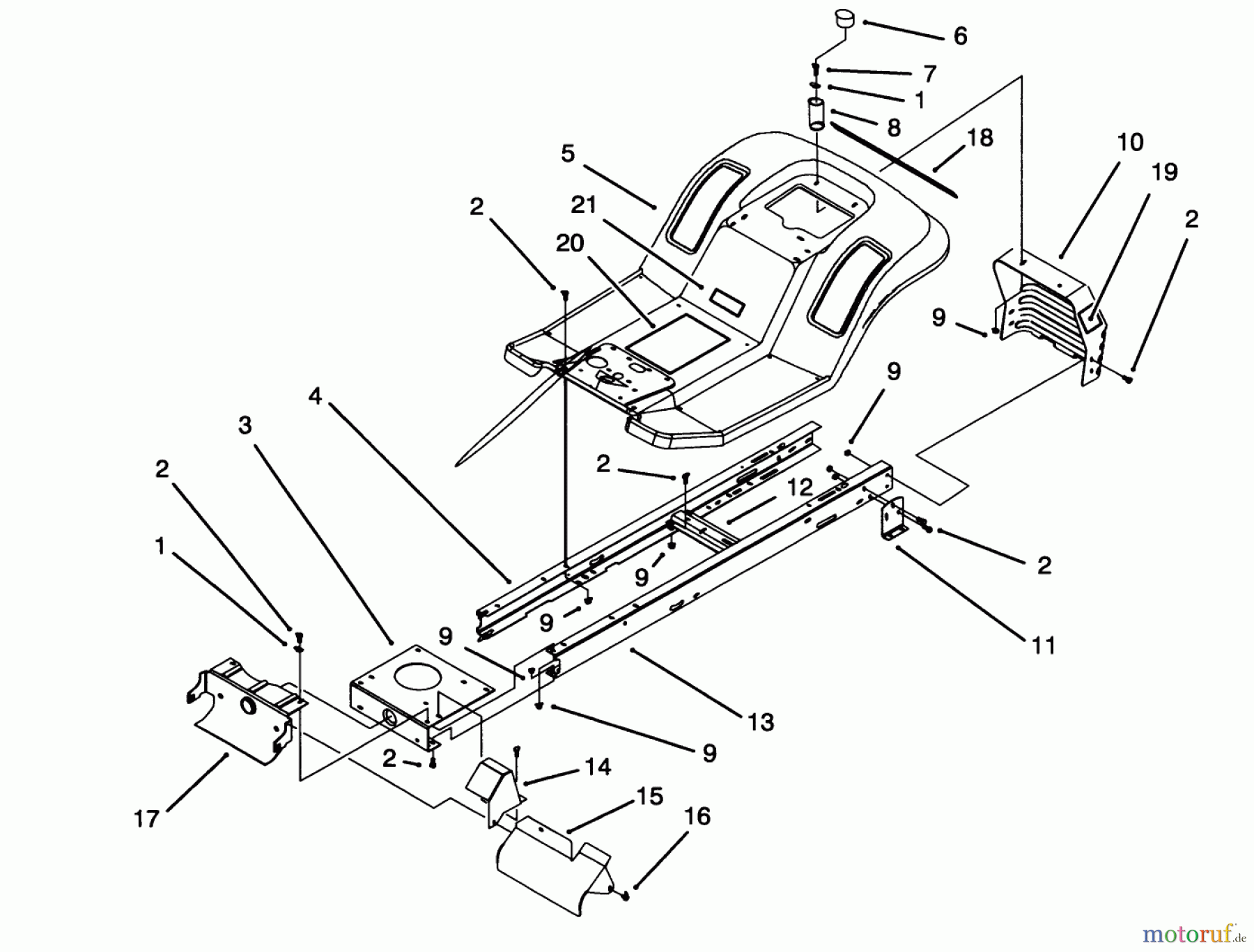 Toro Neu Mowers, Lawn & Garden Tractor Seite 1 71203 (12-38HXL) - Toro 12-38HXL Lawn Tractor, 1993 (3900001-3999999) FRAME ASSEMBLY
