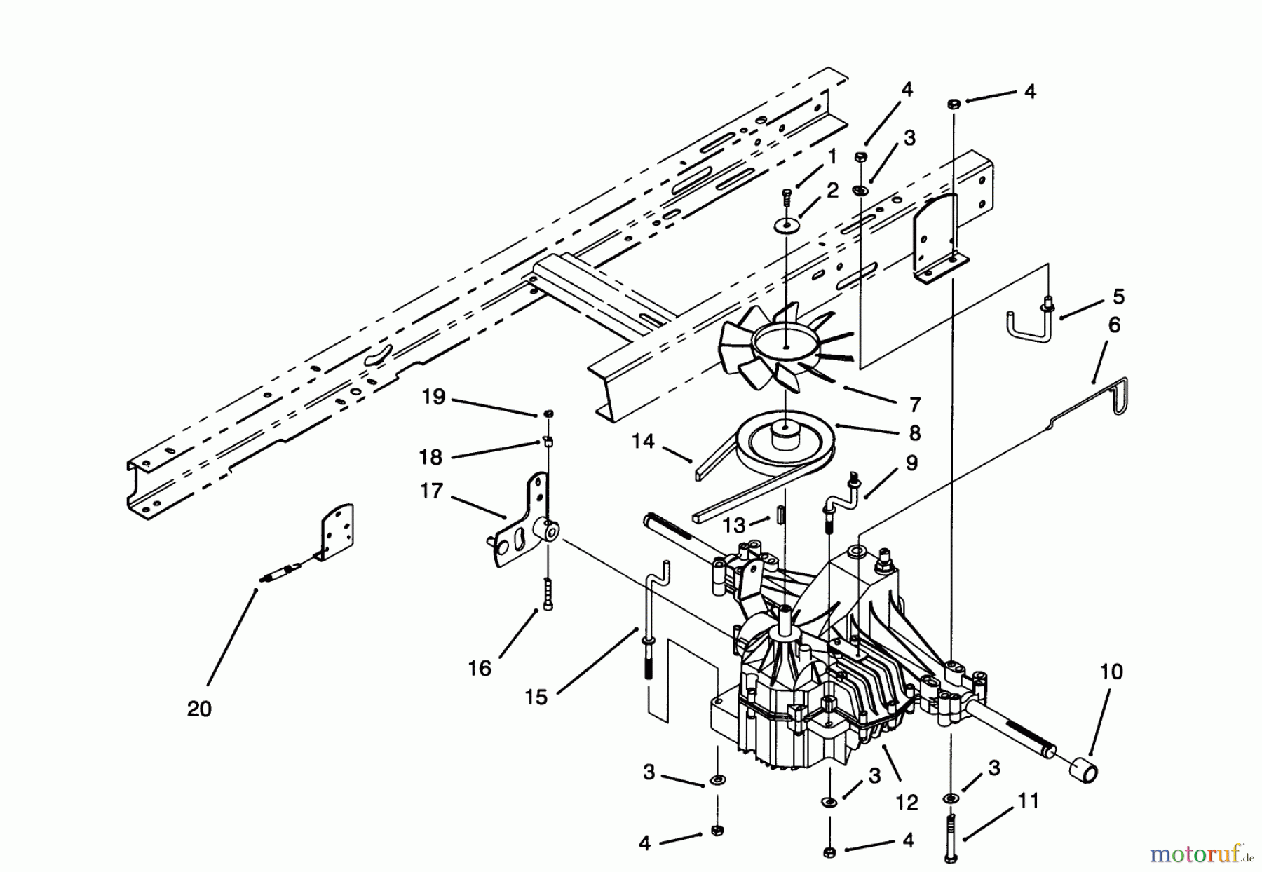  Toro Neu Mowers, Lawn & Garden Tractor Seite 1 71203 (12-38HXL) - Toro 12-38HXL Lawn Tractor, 1993 (3900001-3999999) TRANSAXLE ASSEMBLY