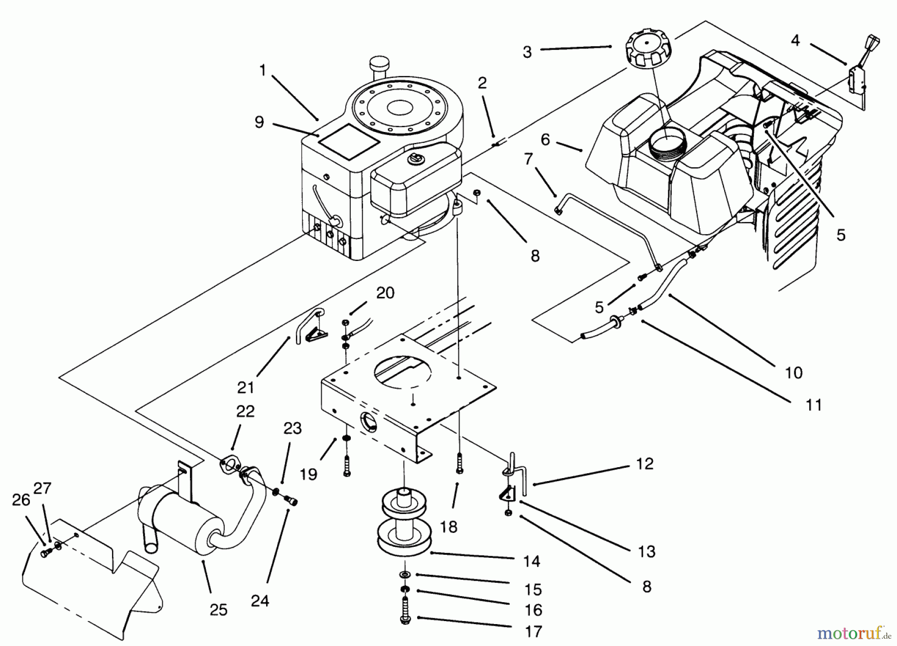 Toro Neu Mowers, Lawn & Garden Tractor Seite 1 71200 (12-32XL) - Toro 12-32XL Lawn Tractor, 1995 (5910001-5999999) ENGINE ASSEMBLY