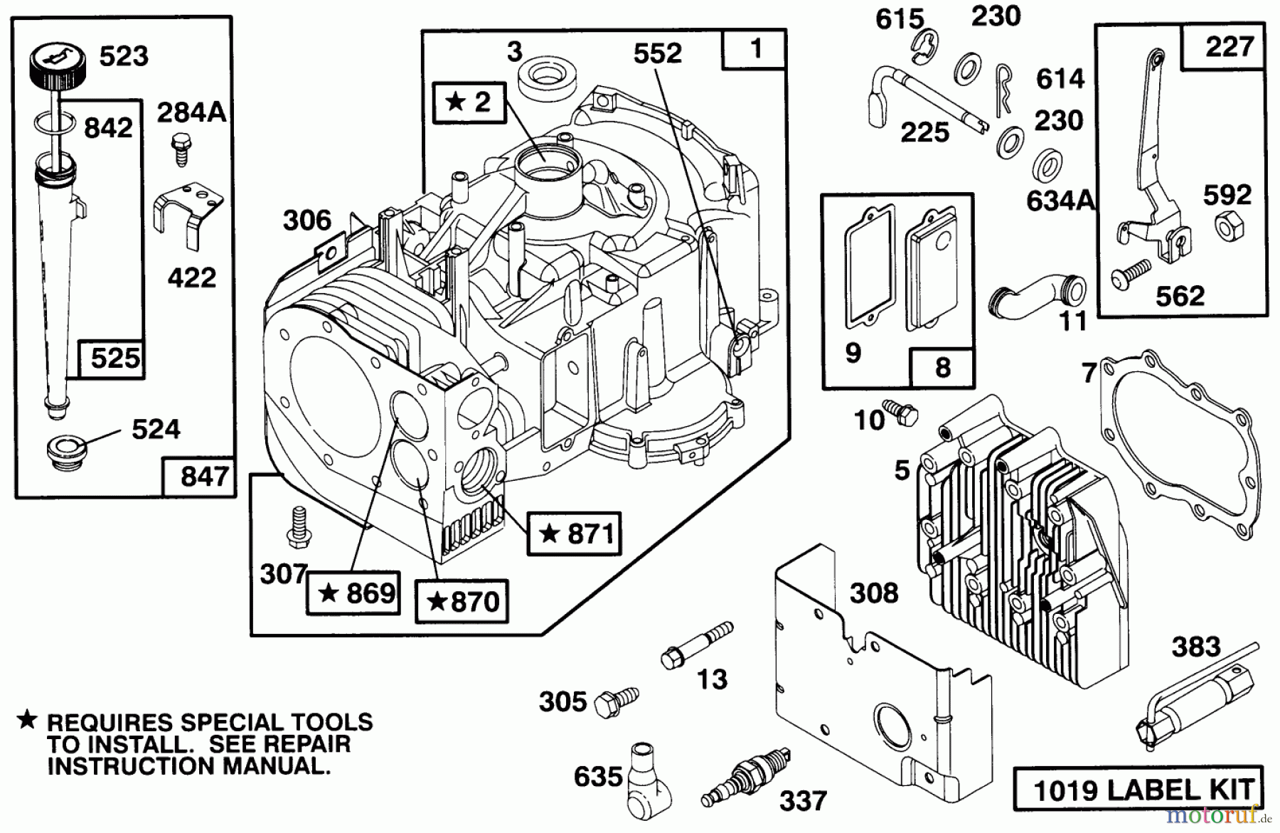 Toro Neu Mowers, Lawn & Garden Tractor Seite 1 71200 (12-32XL) - Toro 12-32XL Lawn Tractor, 1995 (5910001-5999999) ENGINE BRIGGS & STRATTON MODEL 282707-0119-01 #1