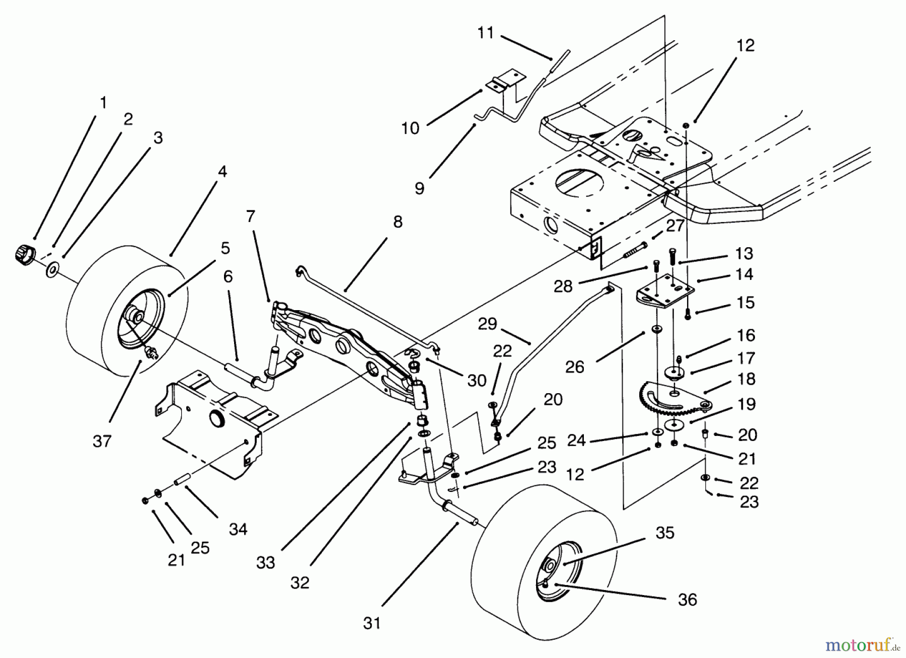Toro Neu Mowers, Lawn & Garden Tractor Seite 1 71200 (12-32XL) - Toro 12-32XL Lawn Tractor, 1995 (5910001-5999999) FRONT AXLE ASSEMBLY