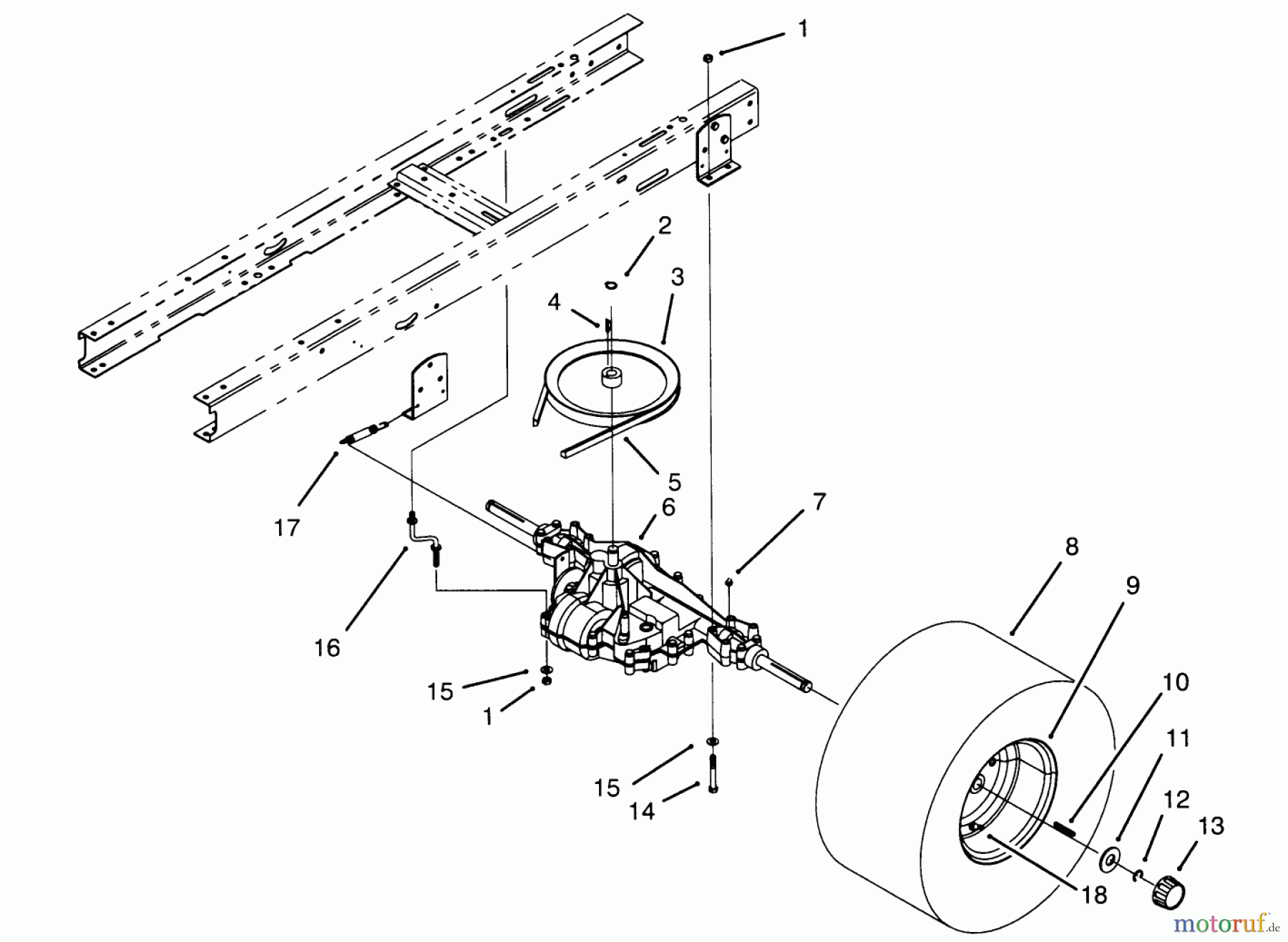 Toro Neu Mowers, Lawn & Garden Tractor Seite 1 71200 (12-32XL) - Toro 12-32XL Lawn Tractor, 1995 (5910001-5999999) TRANSAXLE ASSEMBLY