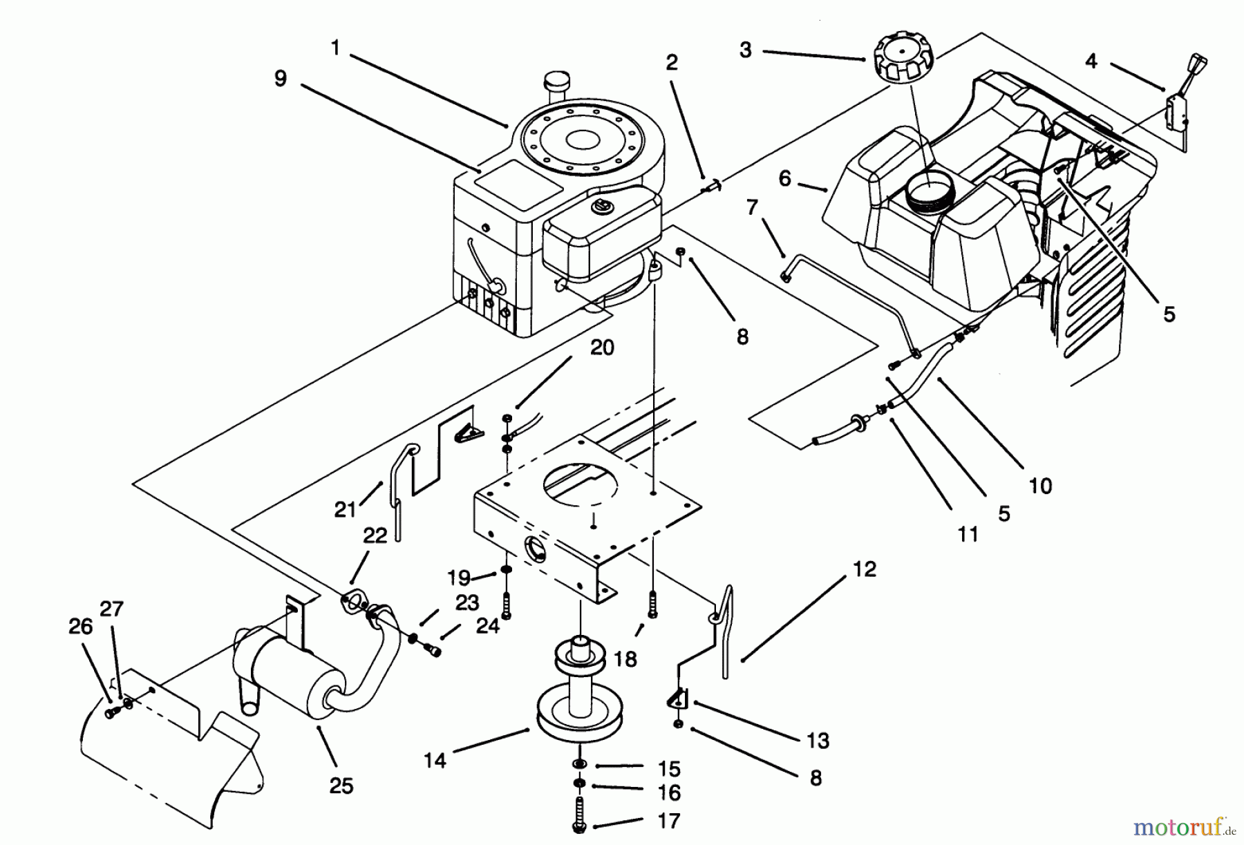 Toro Neu Mowers, Lawn & Garden Tractor Seite 1 71202 (12-38XL) - Toro 12-38XL Lawn Tractor, 1994 (4900001-4999999) ENGINE ASSEMBLY