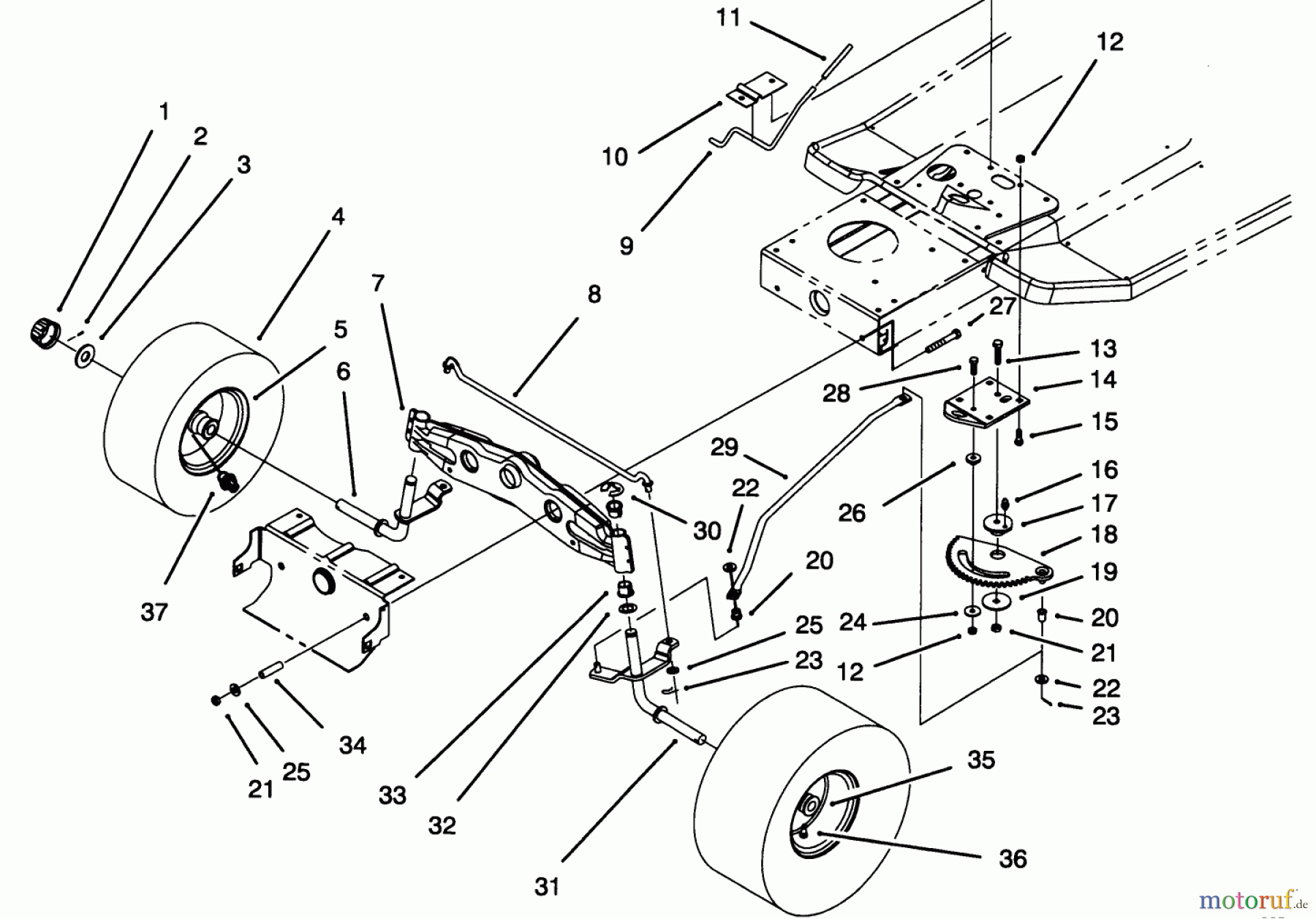 Toro Neu Mowers, Lawn & Garden Tractor Seite 1 71202 (12-38XL) - Toro 12-38XL Lawn Tractor, 1994 (4900001-4999999) FRONT AXLE ASSEMBLY