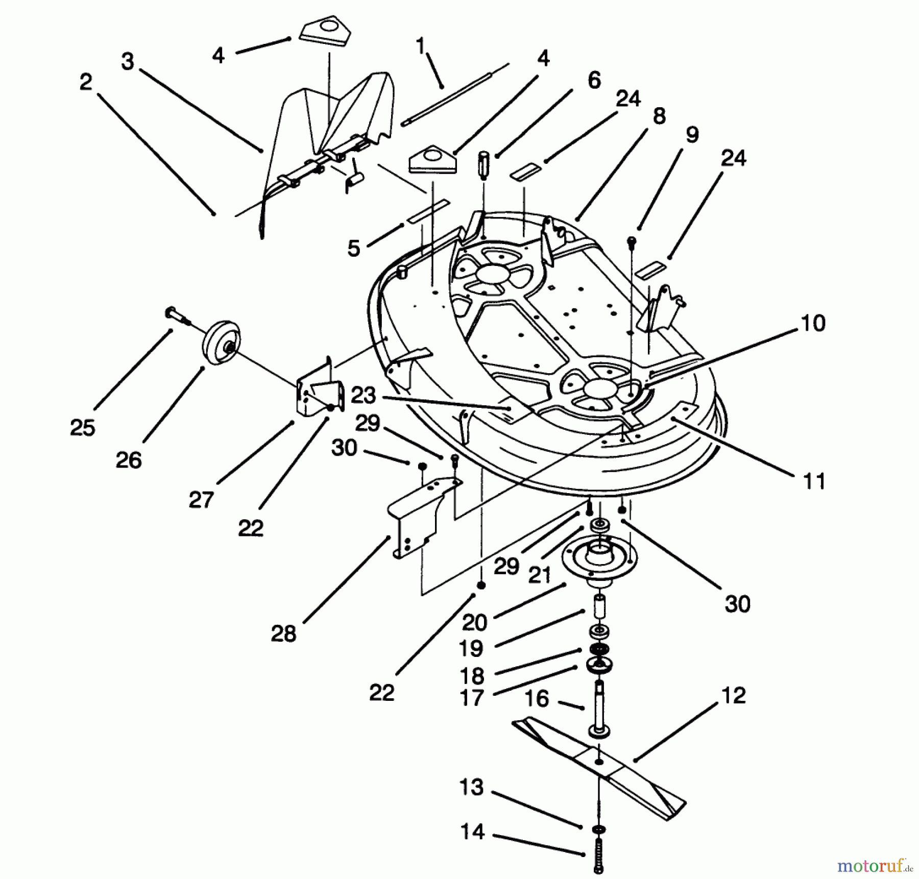 Toro Neu Mowers, Lawn & Garden Tractor Seite 1 71202 (12-38XL) - Toro 12-38XL Lawn Tractor, 1994 (4900001-4999999) HOUSING & SPINDLE ASSEMBLY (38